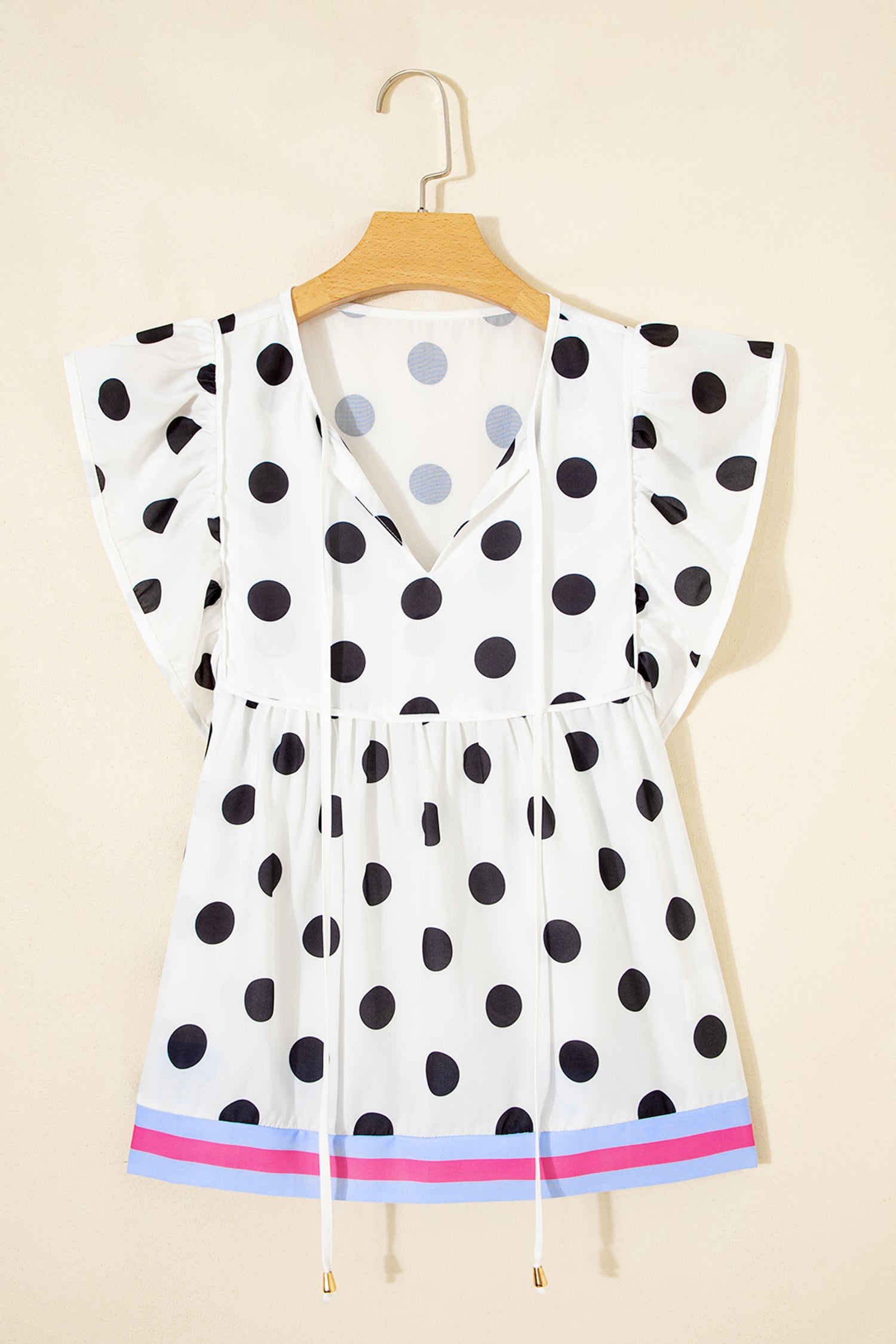 White Polka Dot Babydoll Blouse