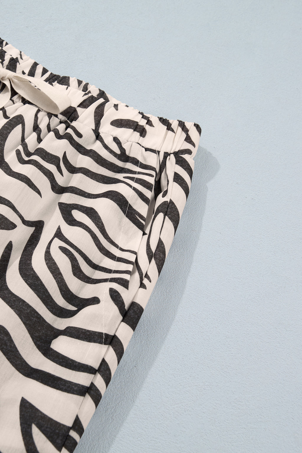 Multicolour Western Print Zebra Pattern Elastic Waist Pocket Full-Length Pants