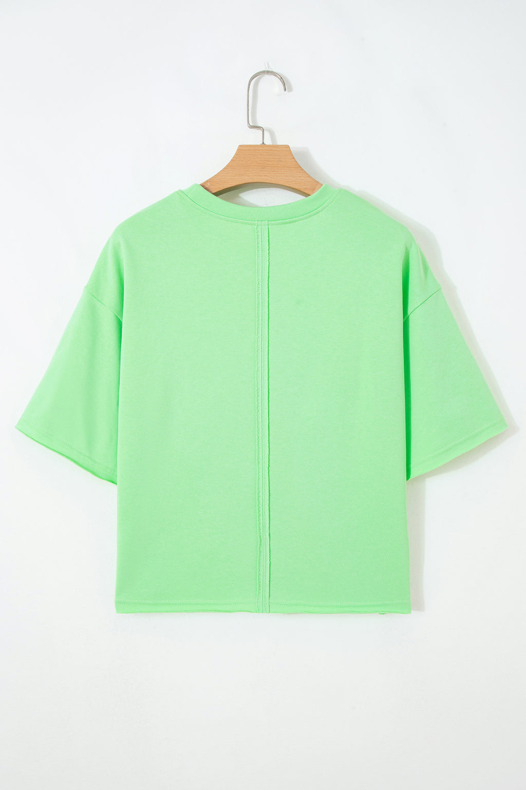 Bright Green Crab Embroidered Patch Loose Round Neck Tee