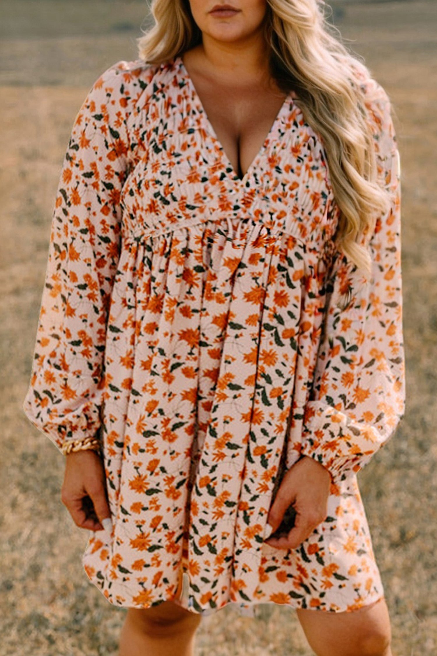 Citrus Floral Babydoll Dress