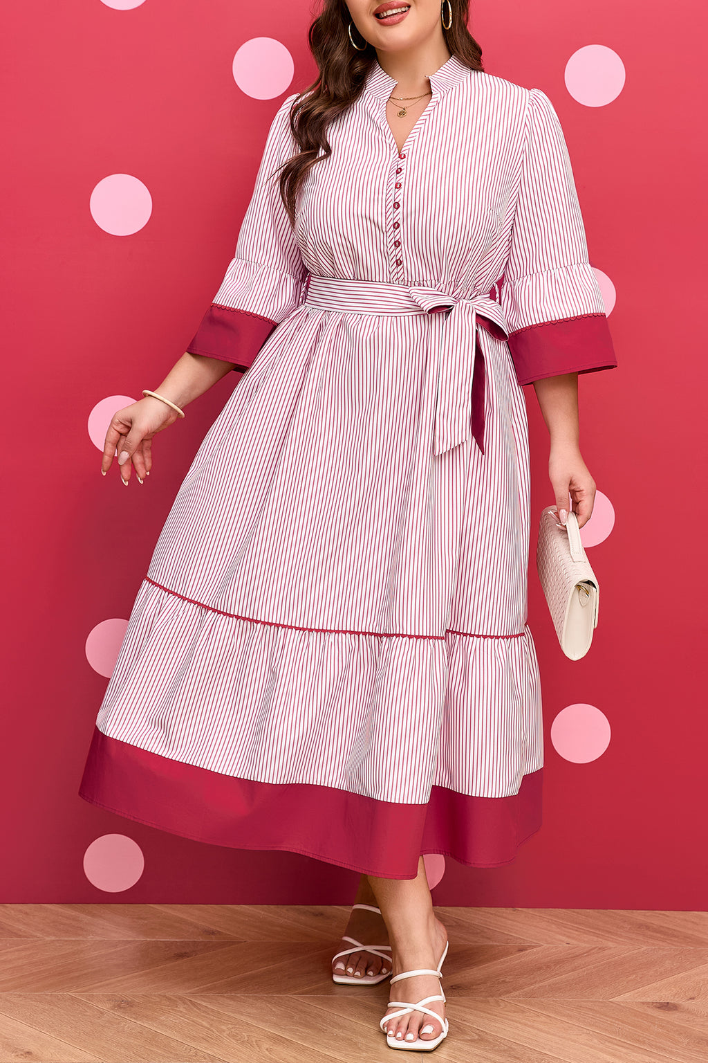 Sweetheart Stripe Midi Dress