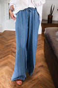 Stripe Wide Leg Tied Pants