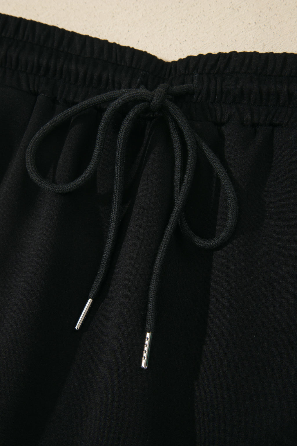 Black Preppy Striped Trim V Neck Polo Tee Drawstring Skirt Set