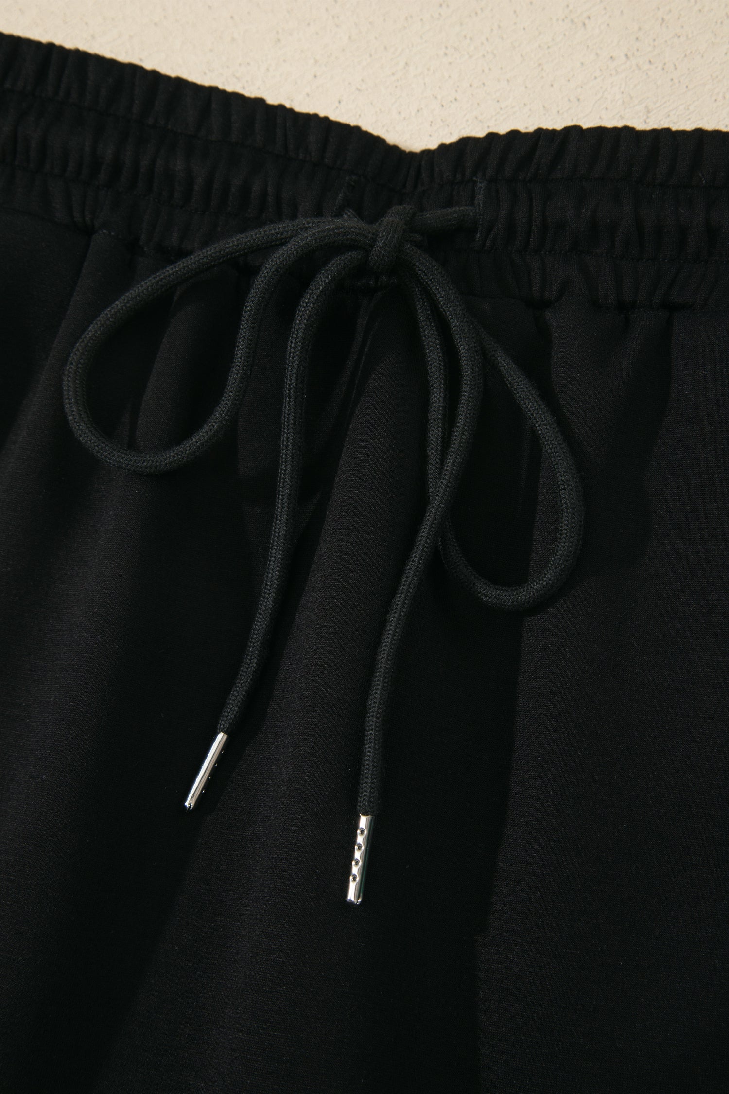 Black Preppy Striped Trim V Neck Polo Tee Drawstring Skirt Set
