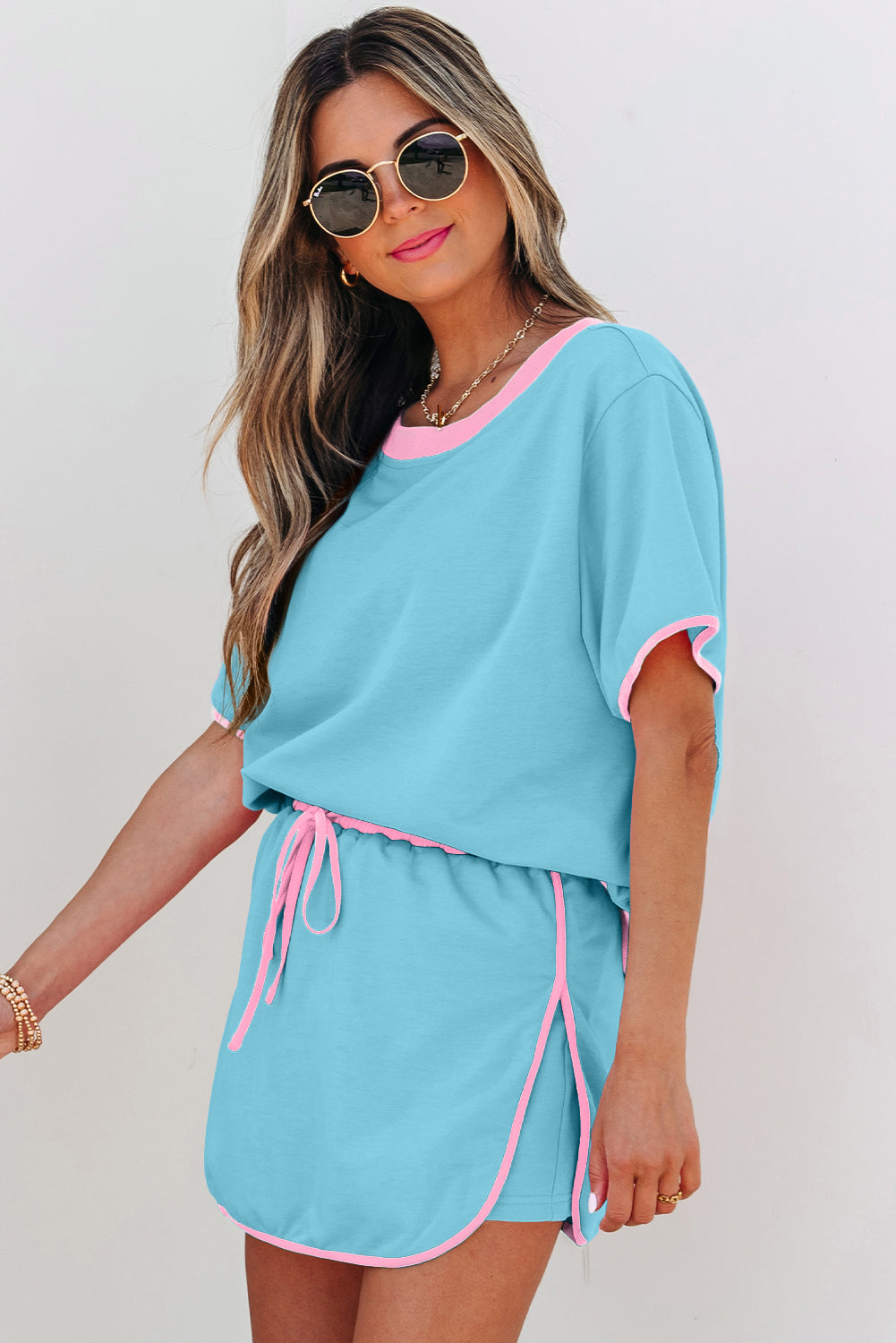 Turquoise Shirt and Skort 2pcs Set