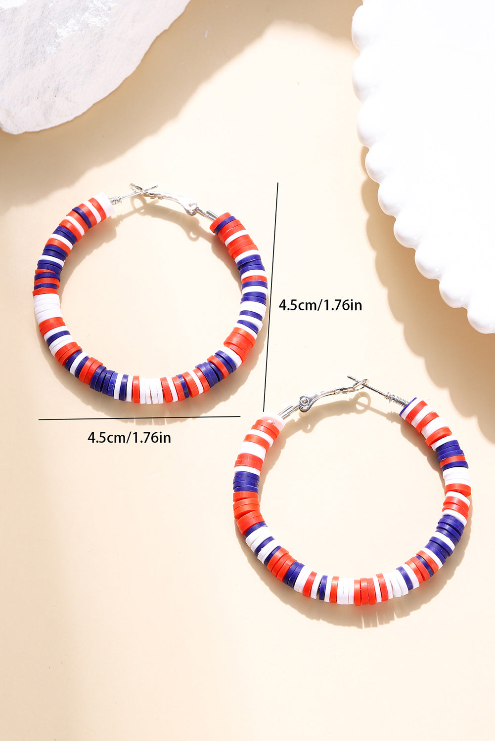Fiery Patriotic Bead Hoop Earrings