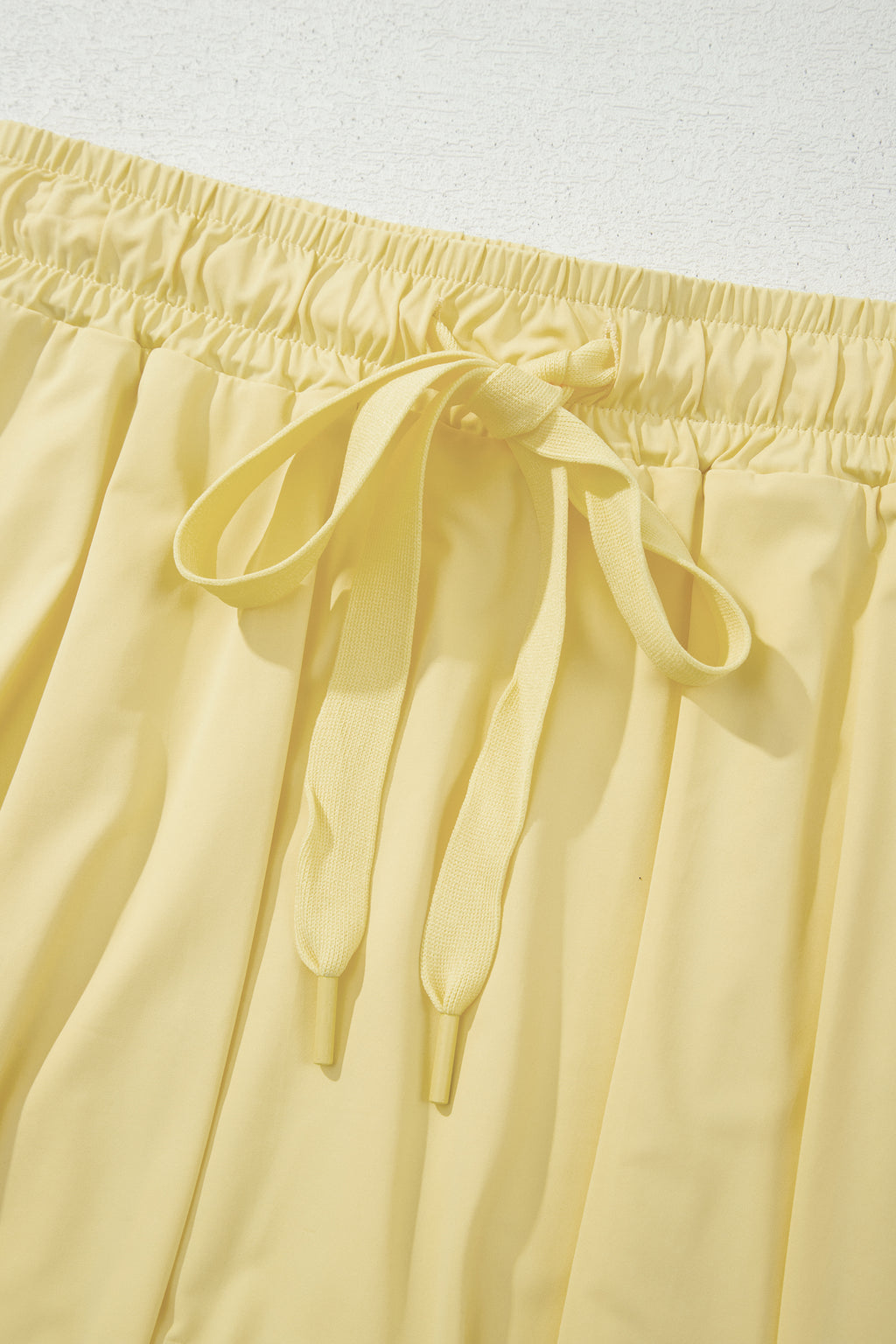 Yellow Cream Drawstring Elastic Waistband Lined Tennis Skorts