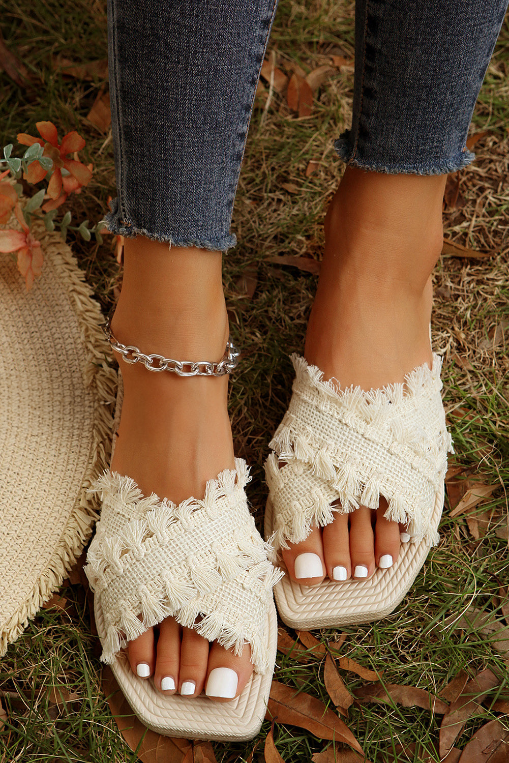 Coastal Tassel Slide Sandals