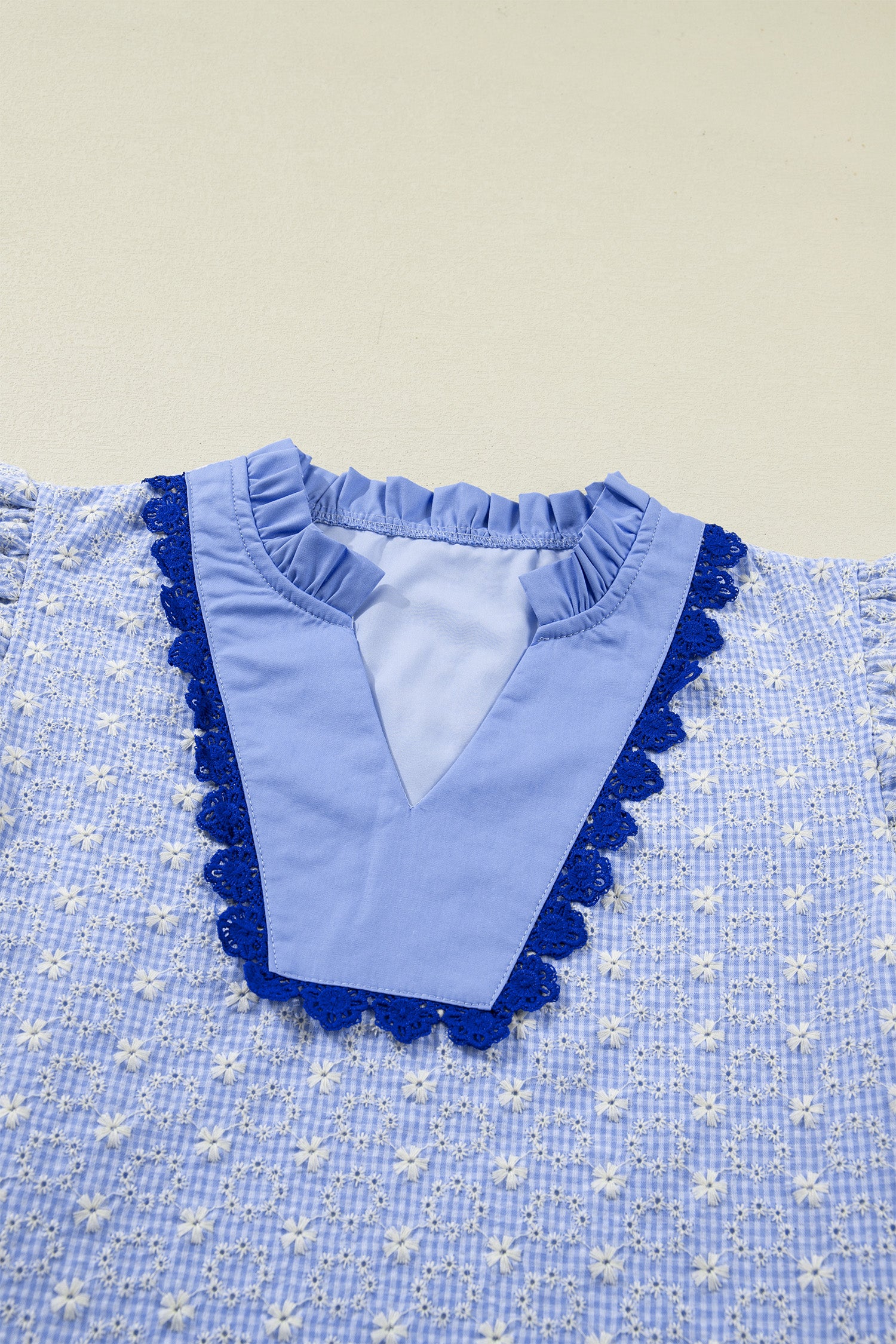 Beau Blue Flower Flutter Sleeve Blouse