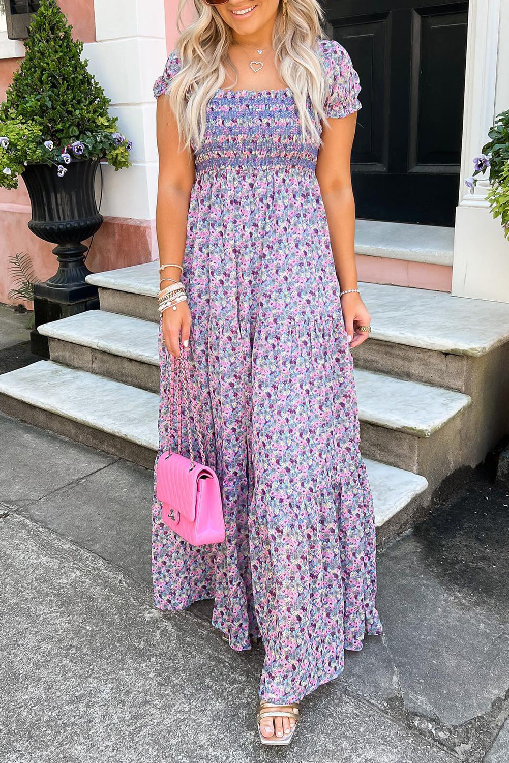 Violet Floral Maxi Dress