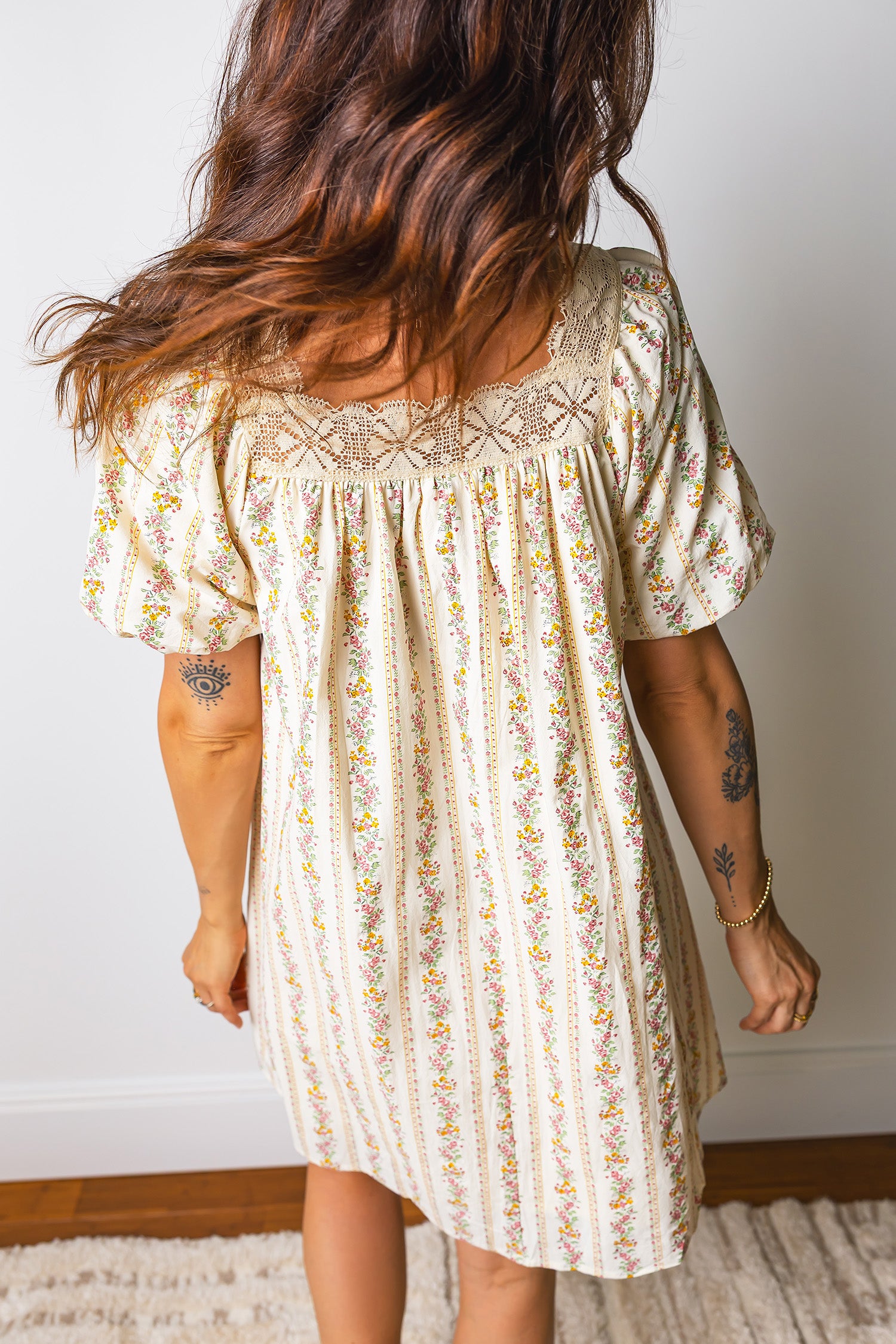 Floral Print Square Neck Mini Dress