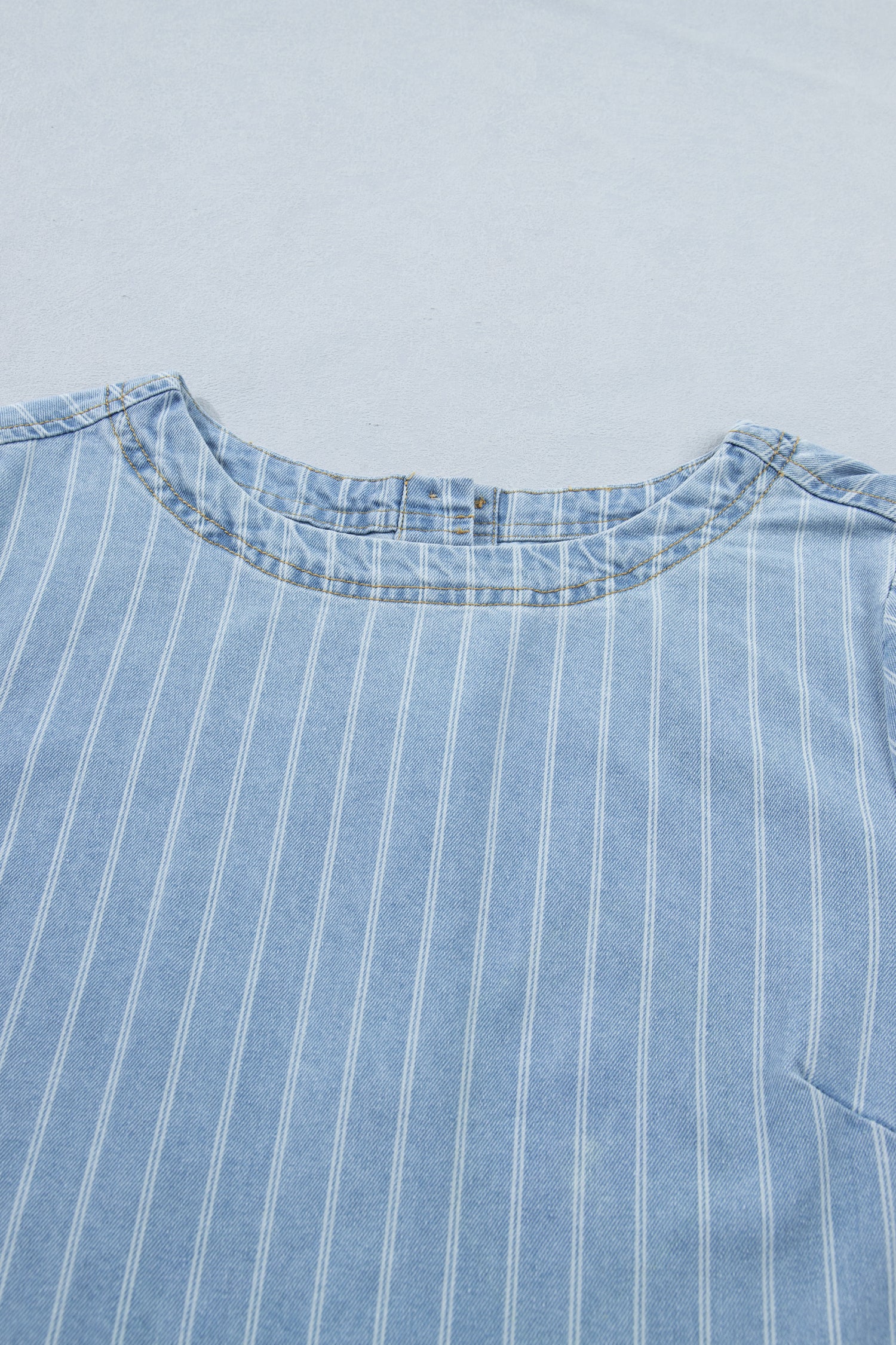 Sky Blue Stripe Denim Mini Dress