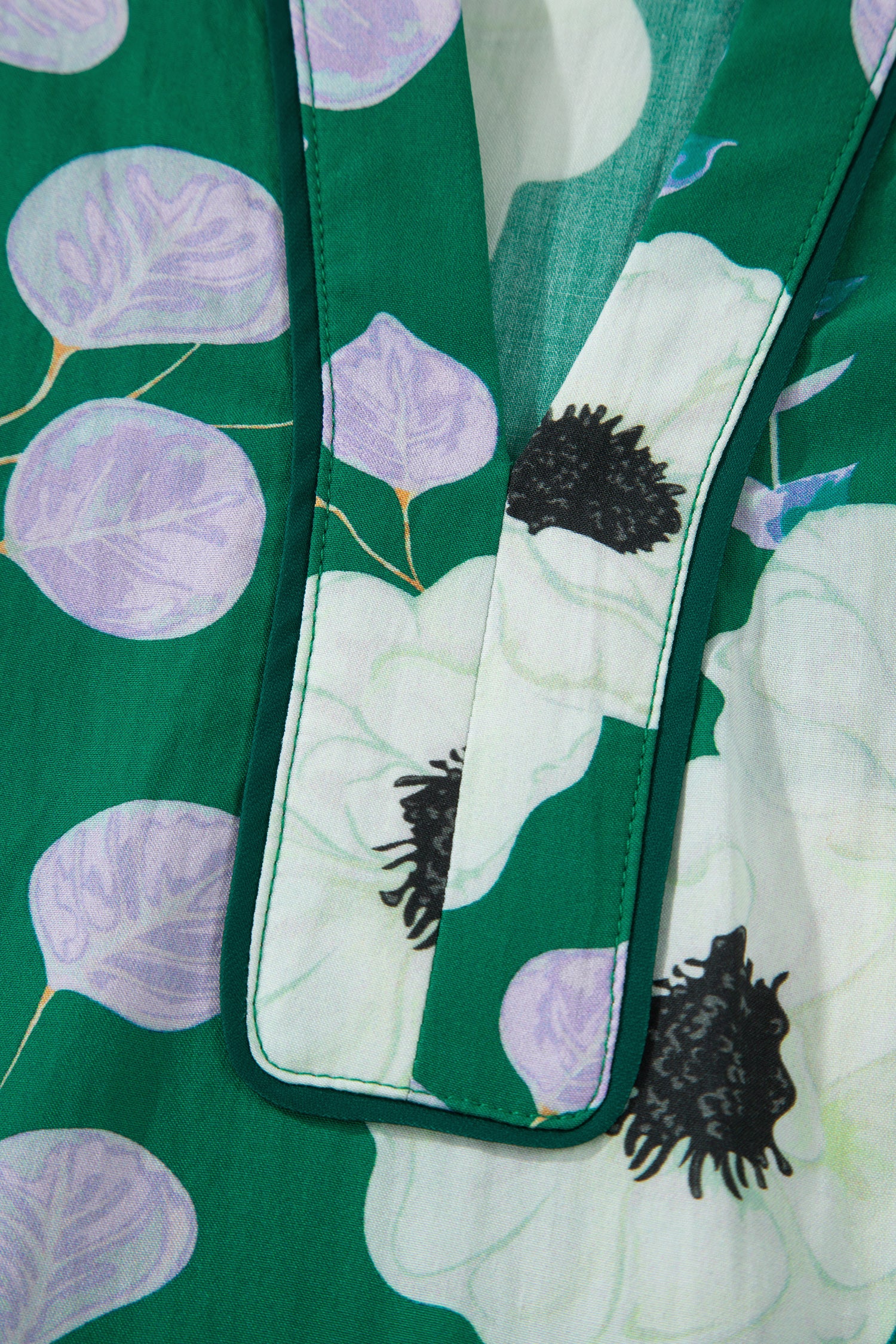 Green V Neck Ruffled Short Sleeve Flower Maxi Dress