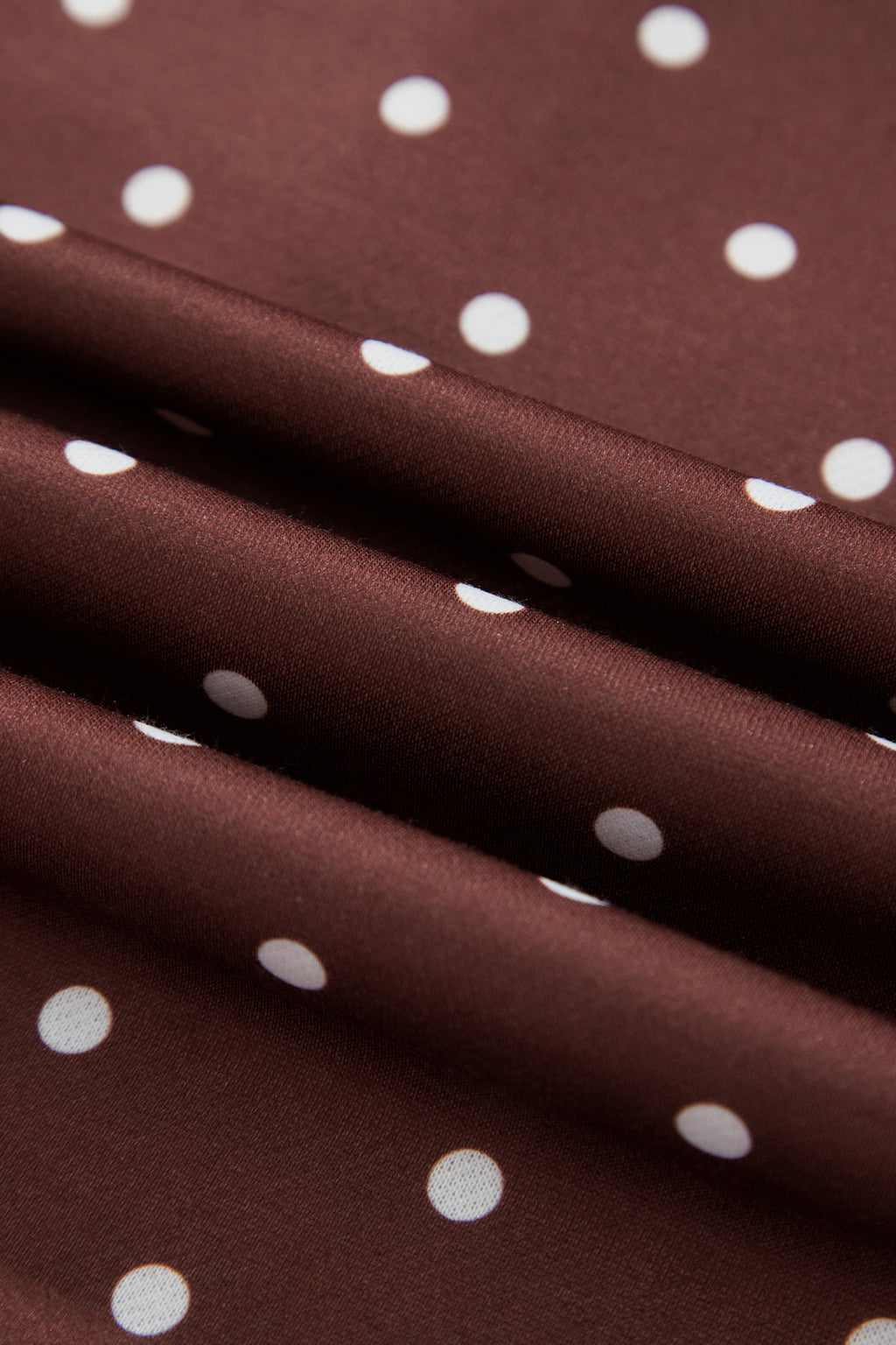 Brown Polka Dot Print Metal Button Collar Casual Pullover Sweatshirt