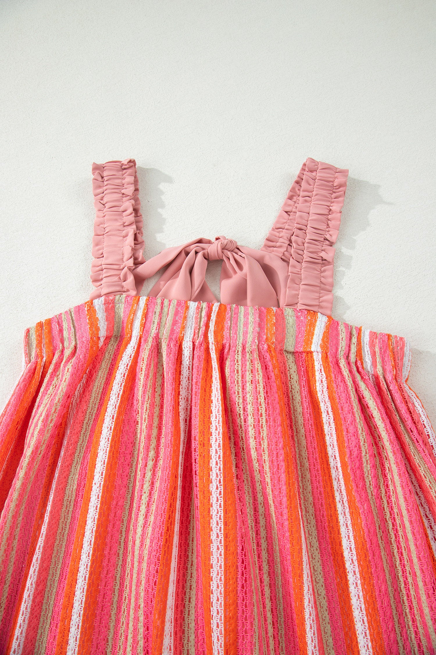 Pink Stripe Ruffled Vacation Maxi Dress