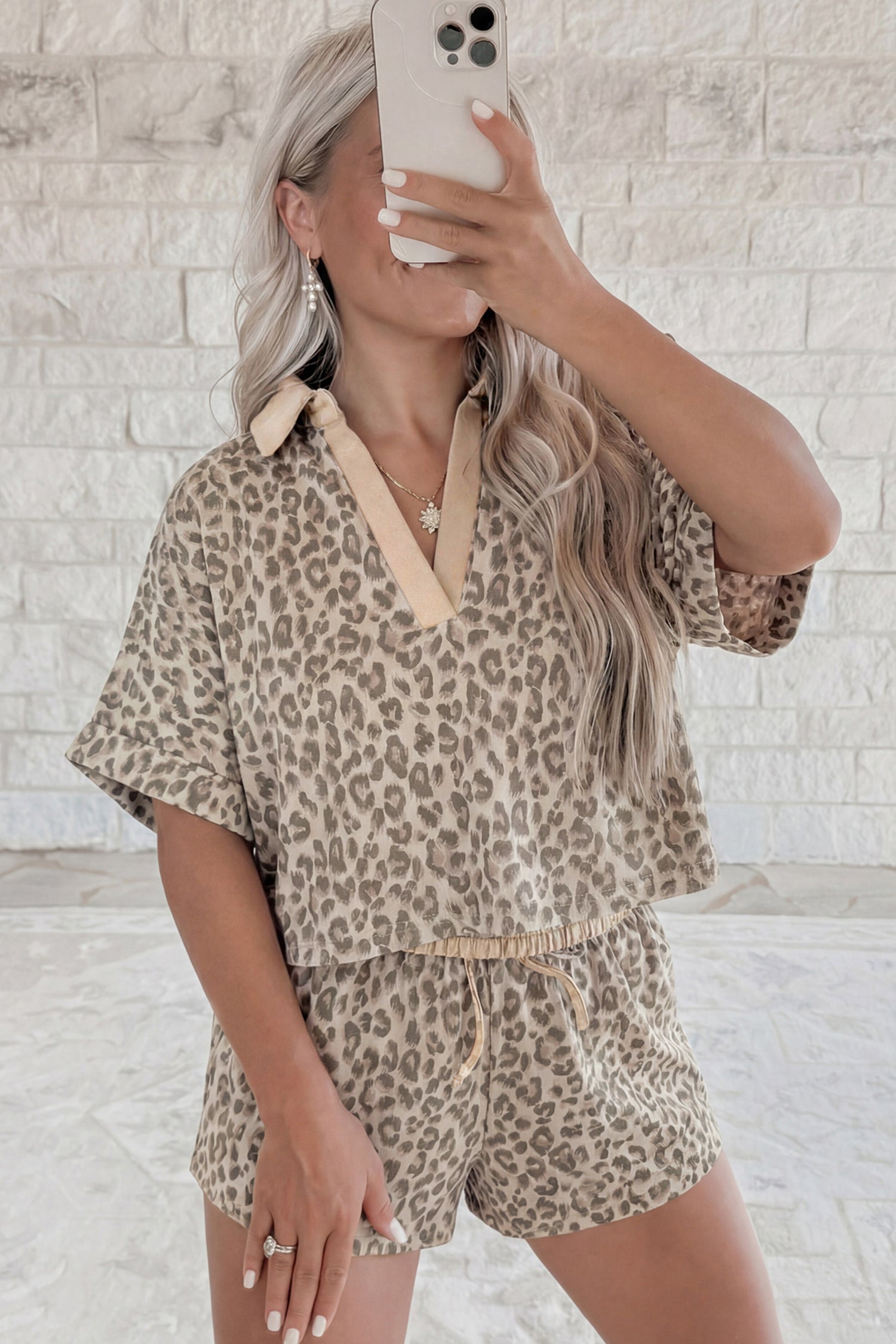 Leopard Printed 2pcs Short Set