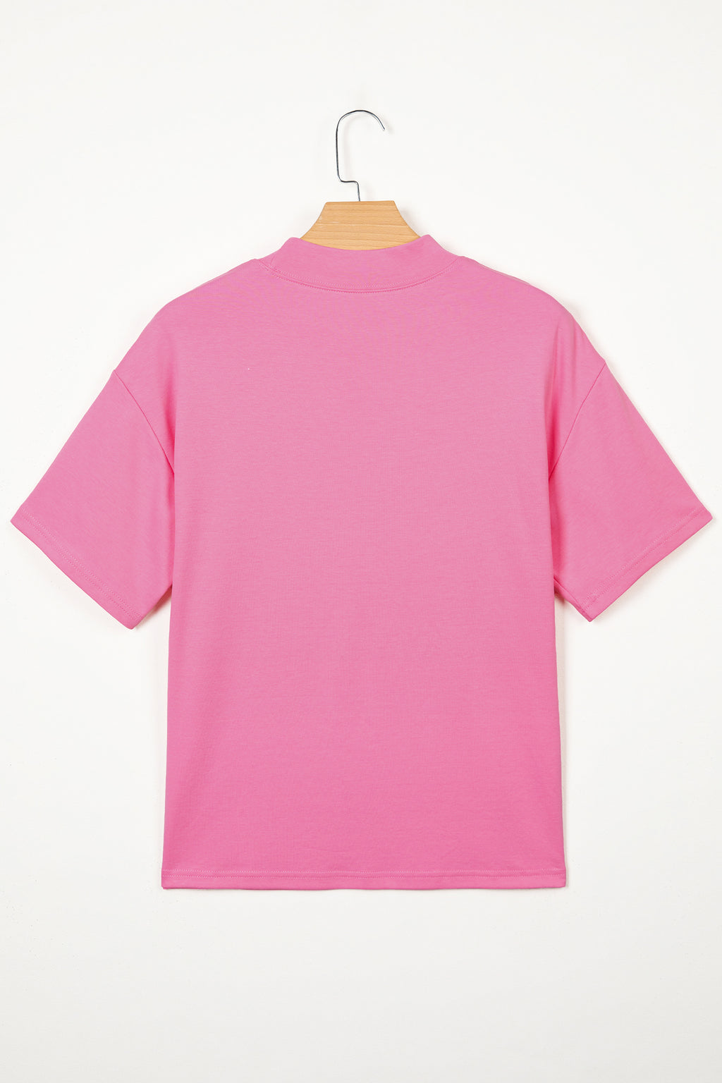 Sachet Pink Solid Color High Neck Oversize Tee