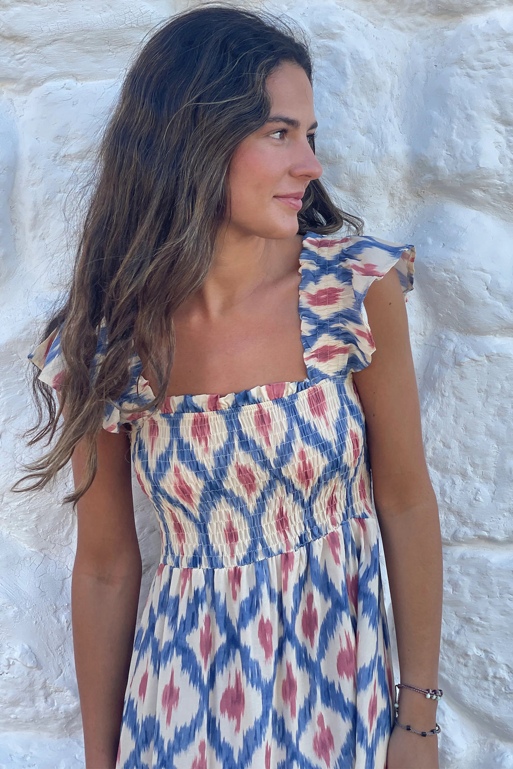 Sky Blue Ethnic Geometric Dress