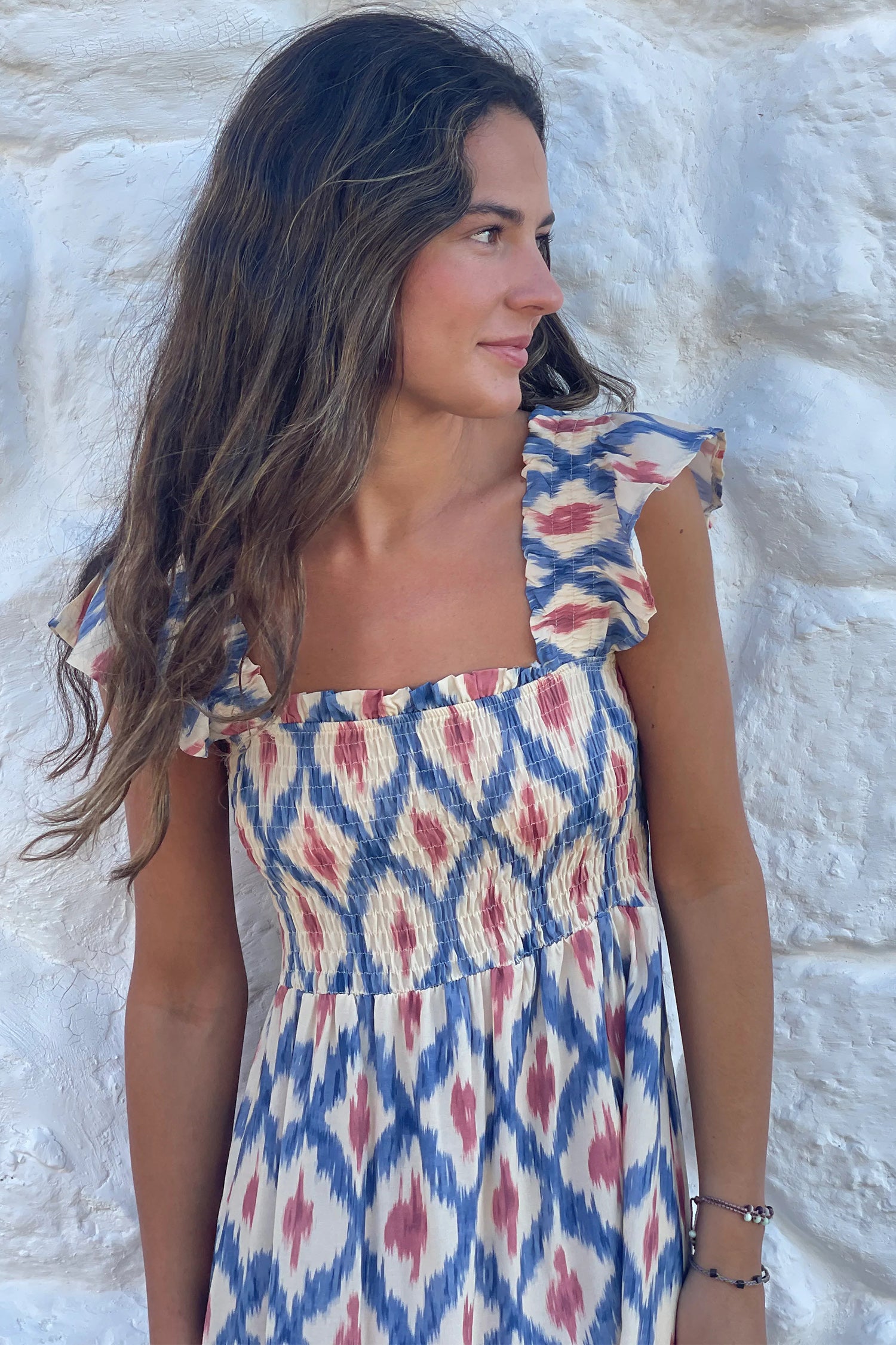Sky Blue Ethnic Geometric Dress