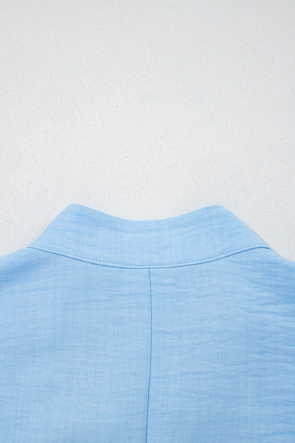 Beau Blue Crochet Lace Accent Pullover Rolled Short Sleeve Blouse