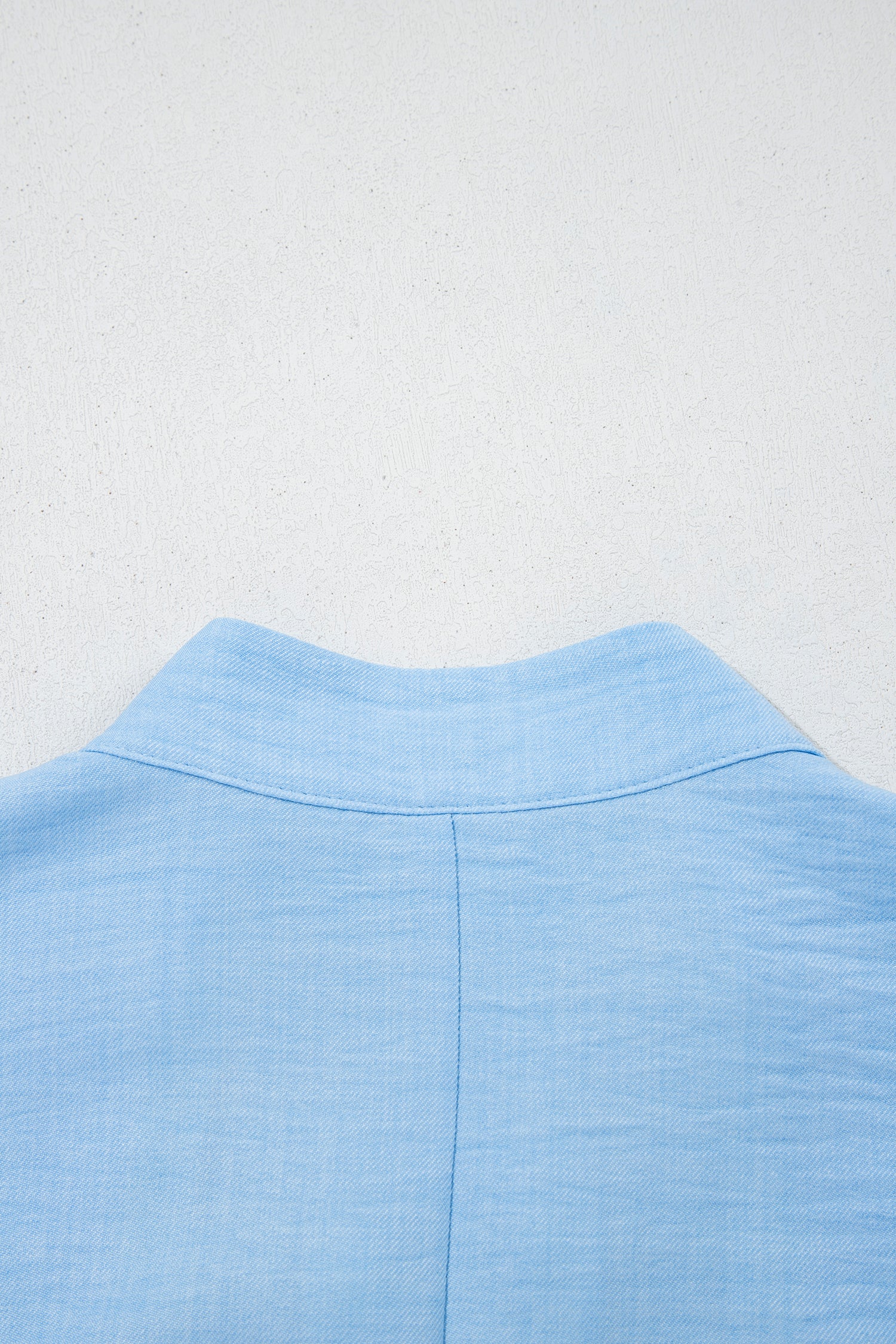 Beau Blue Crochet Lace Accent Pullover Rolled Short Sleeve Blouse