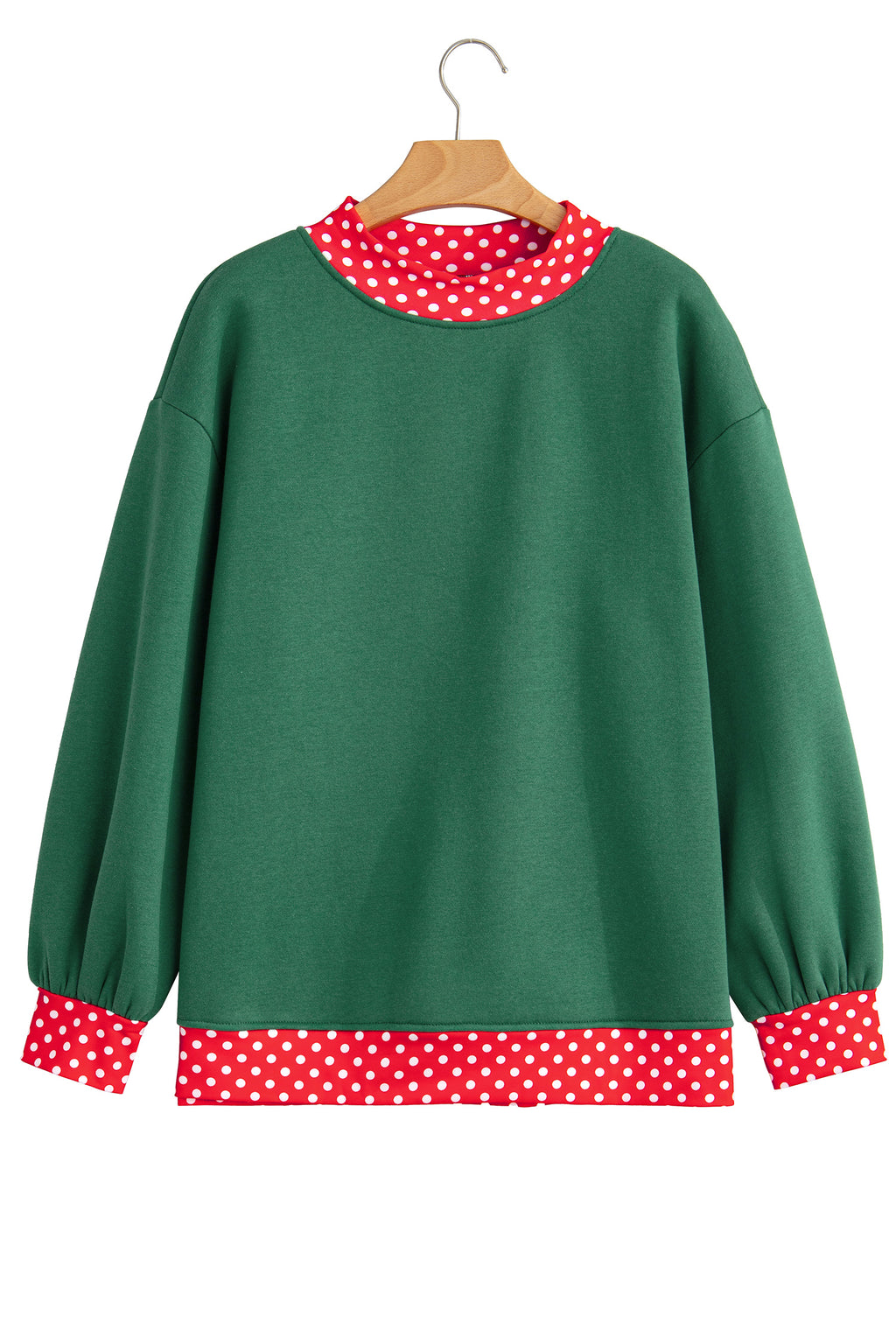 Orange Colorblock Polka Dot Contrast Trim Oversized Sweatshirt