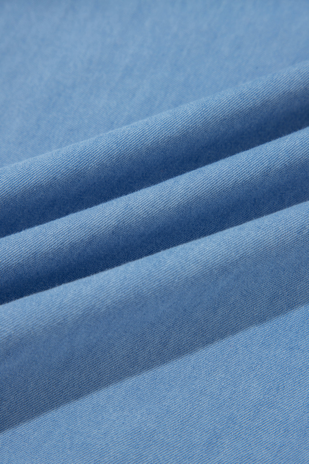 Beau Blue Western Ruffle V Neck Long Sleeve Chambray Blouse