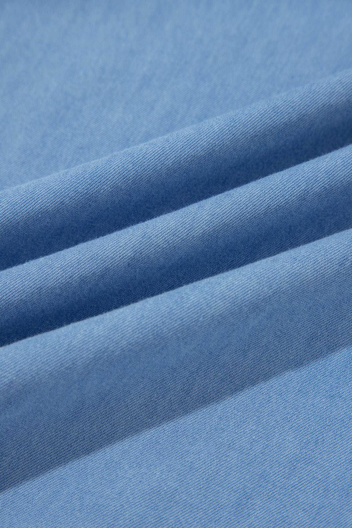 Beau Blue Western Ruffle V Neck Long Sleeve Chambray Blouse