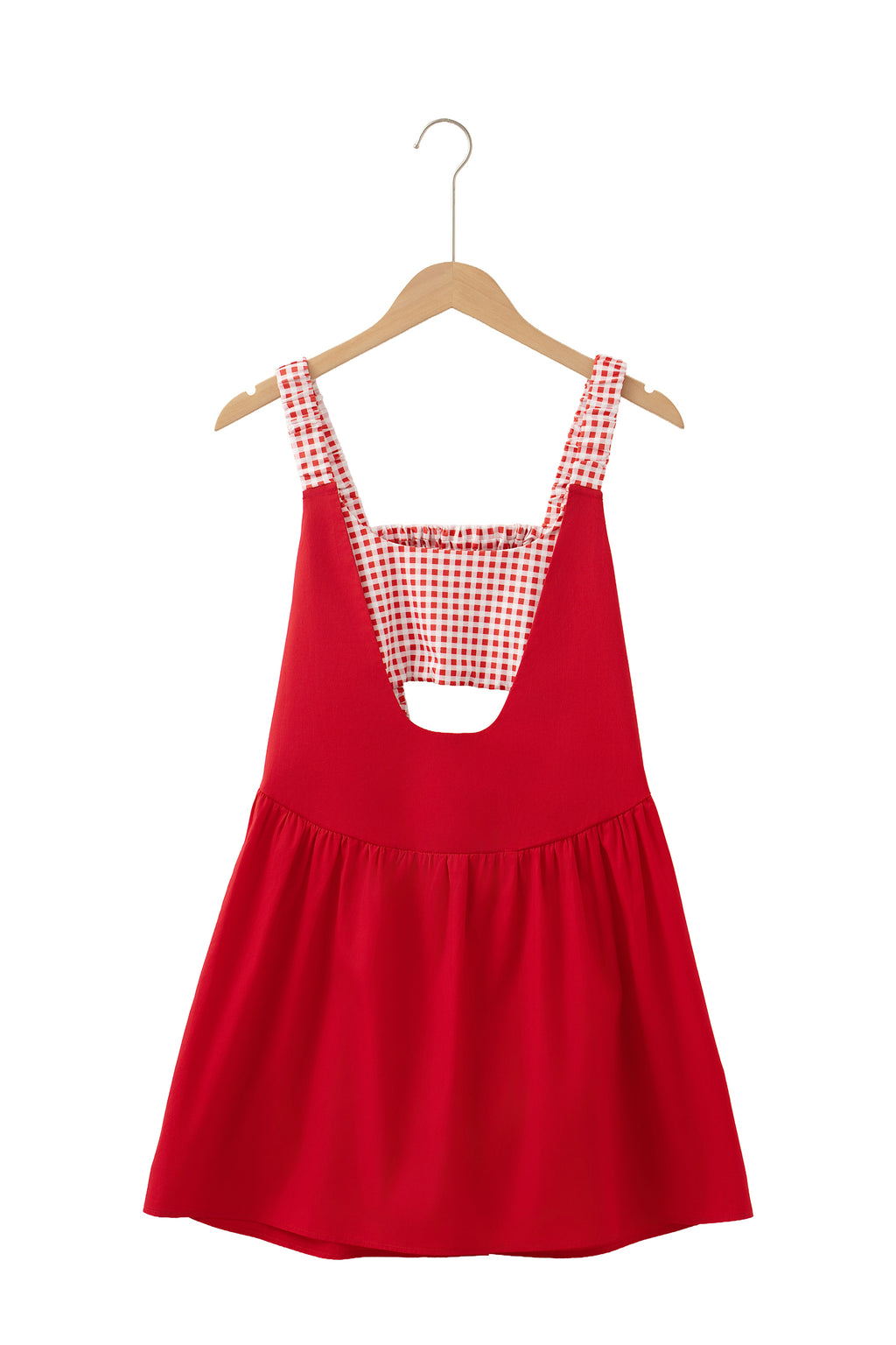 White Faux Two Piece Gingham Contrast Patchwork Loose Mini Dress