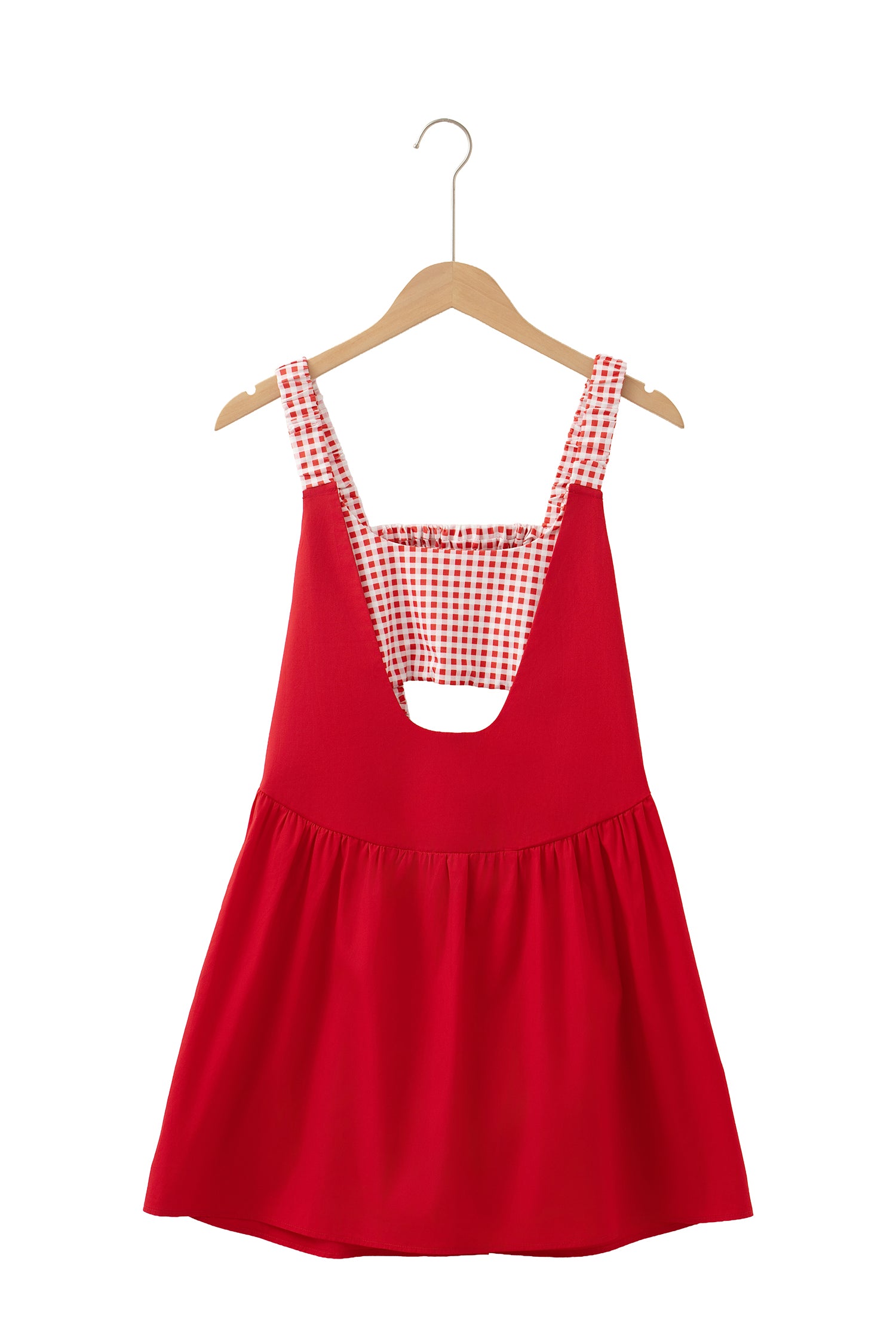 White Faux Two Piece Gingham Contrast Patchwork Loose Mini Dress