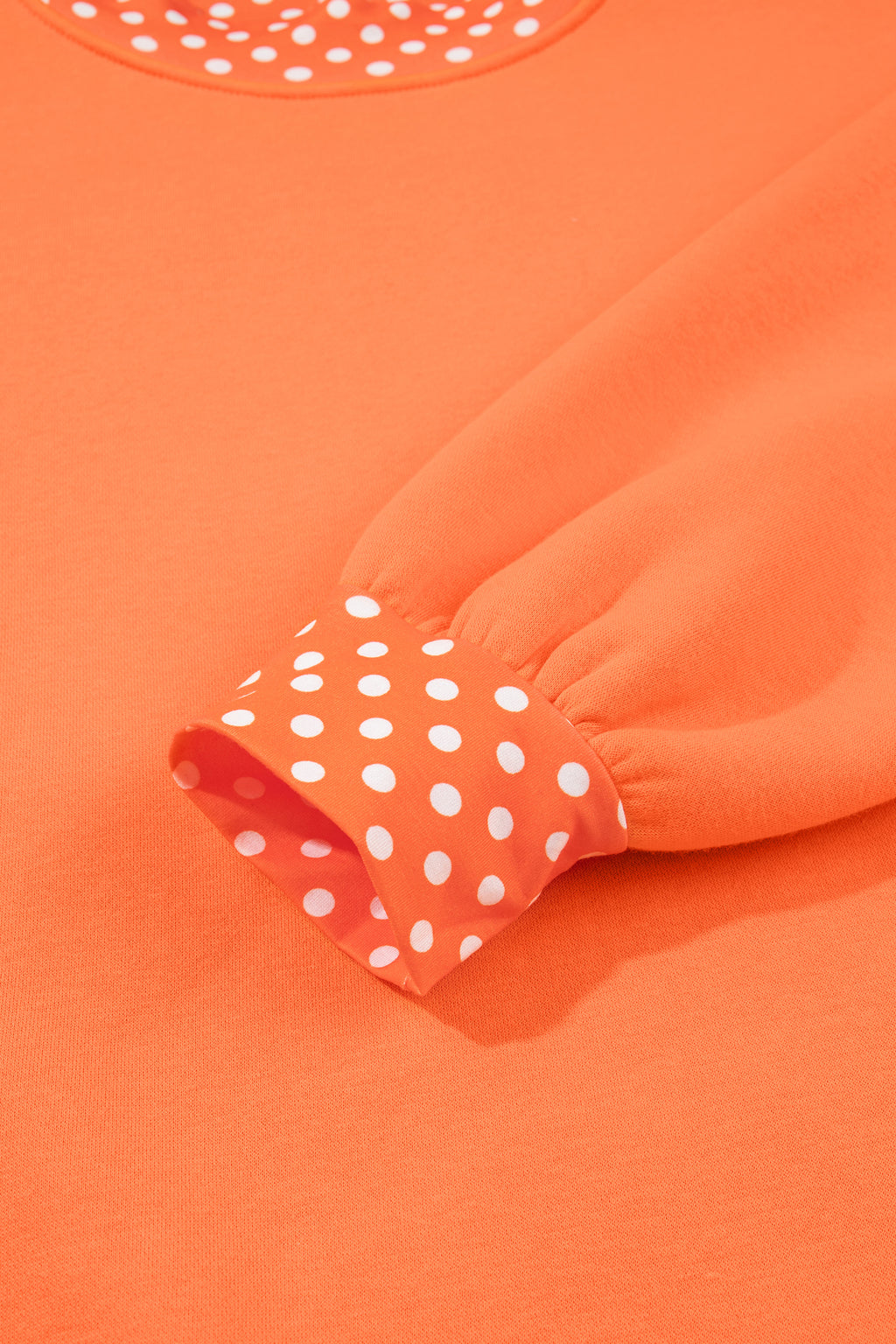 Orange Colorblock Polka Dot Contrast Trim Oversized Sweatshirt