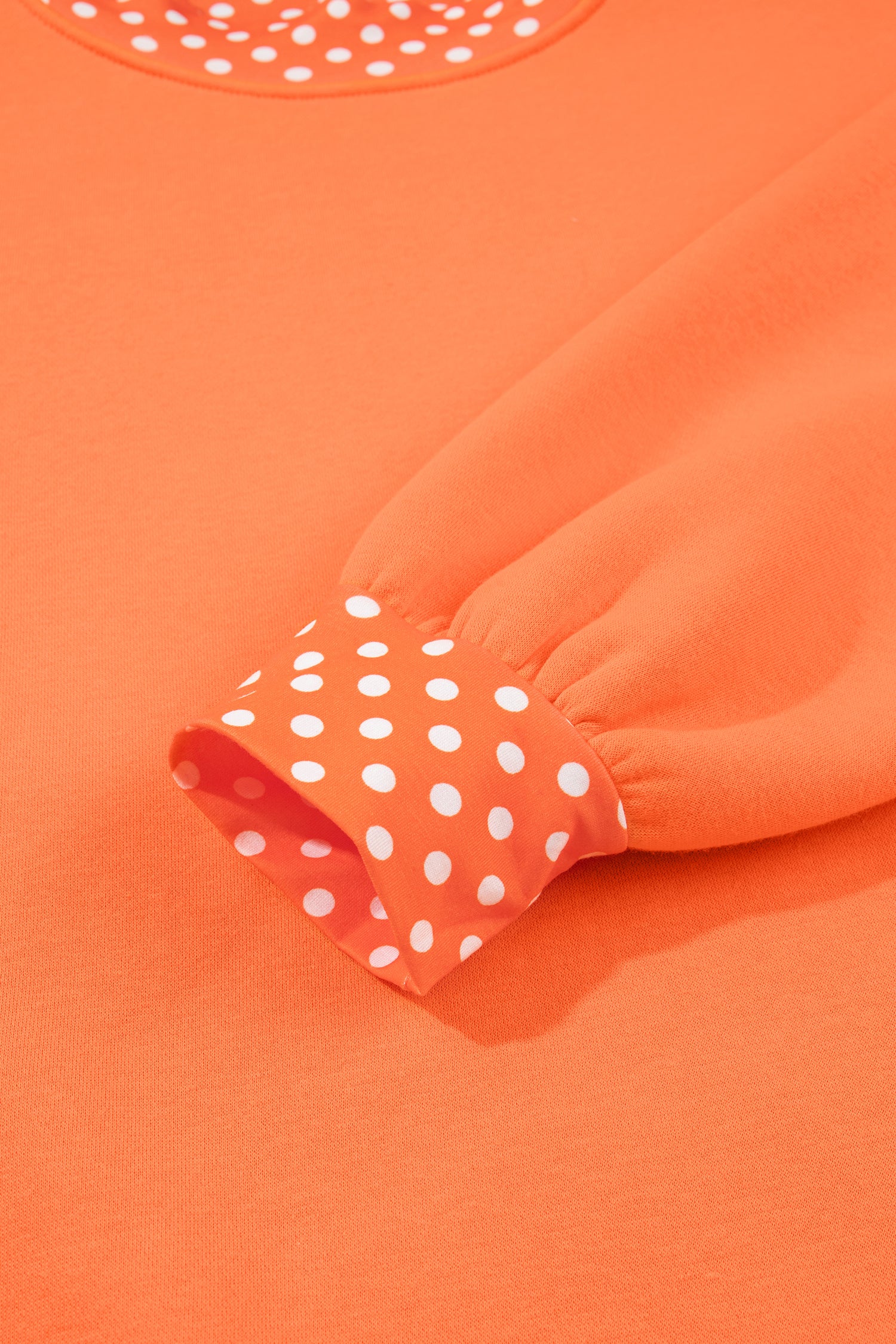 Orange Colorblock Polka Dot Contrast Trim Oversized Sweatshirt