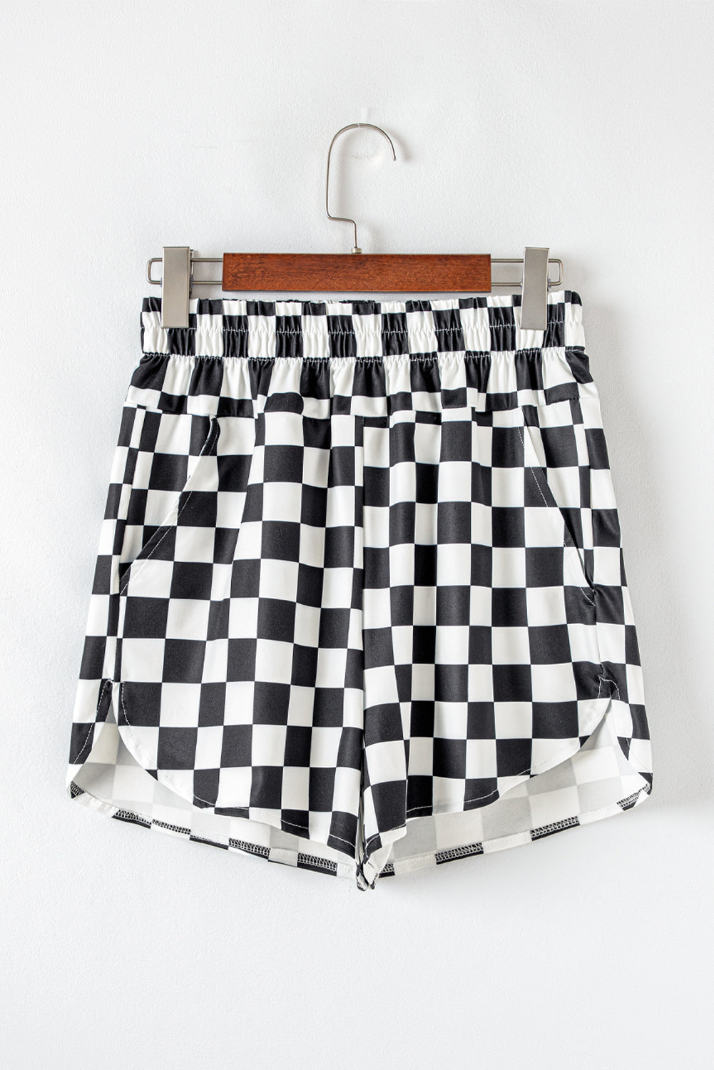 Black Checkered Casual Shorts
