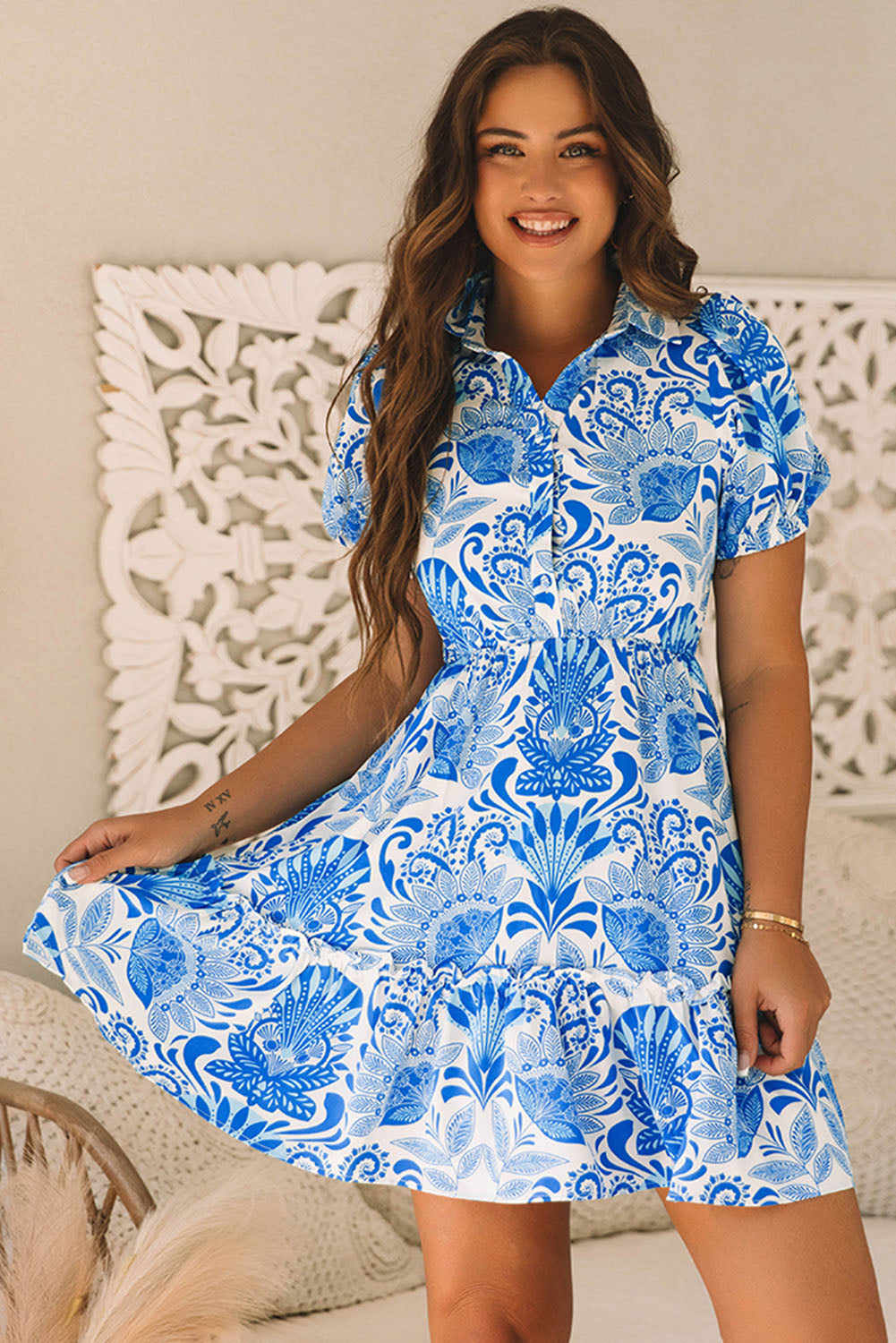 Coastal Bloom Mini Dress