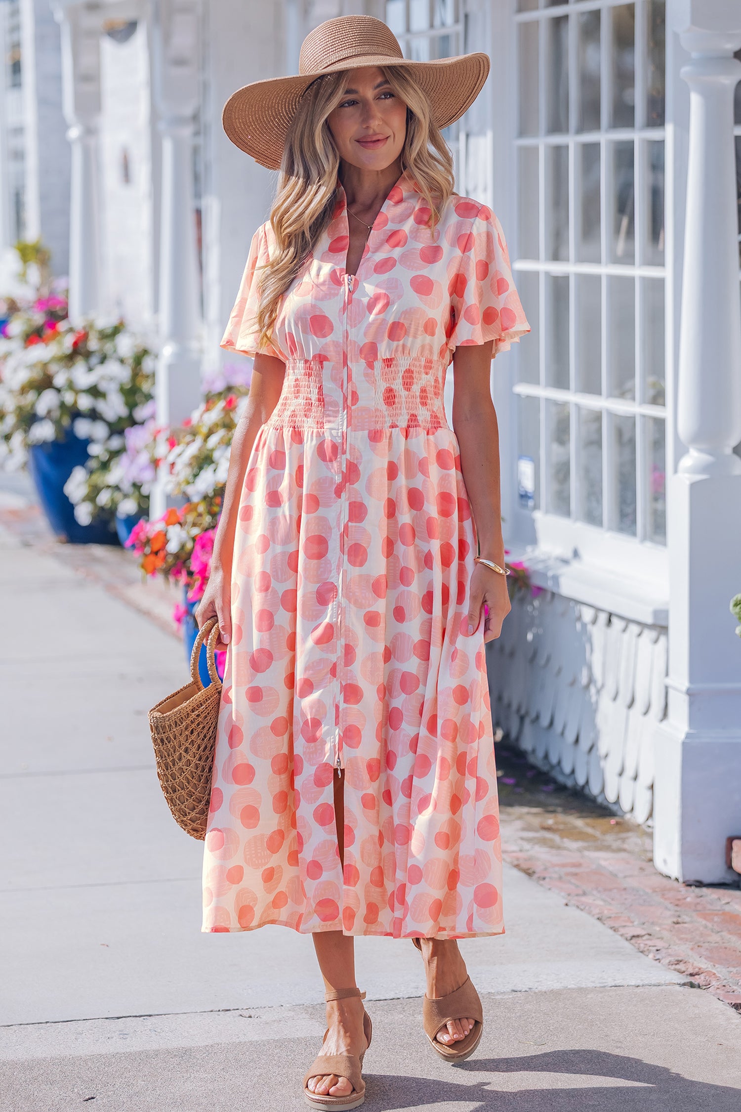 Pink Polka Dot Long Dress