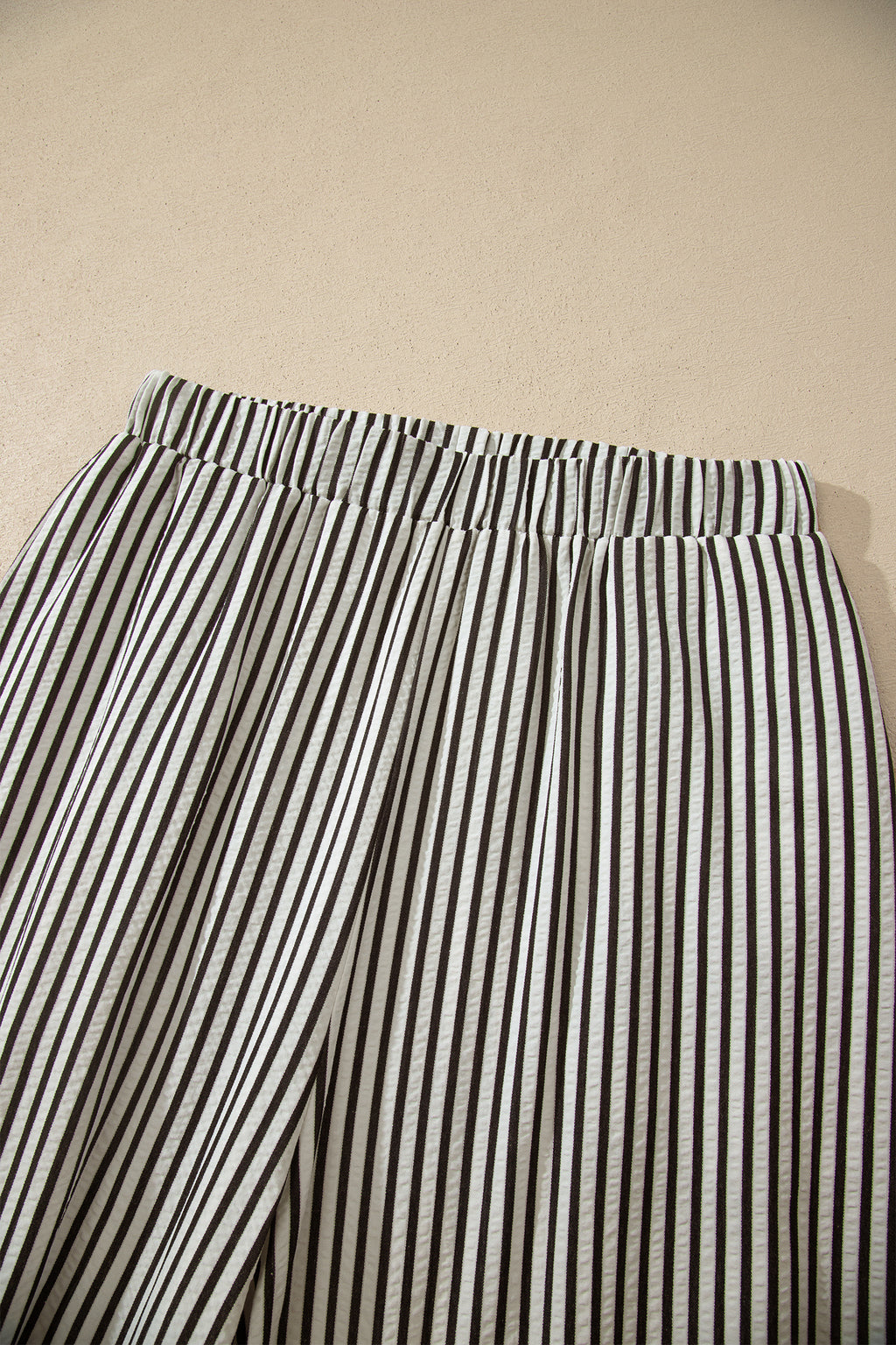 Black Stripe Elastic Waist Ultra Wide Leg Pants
