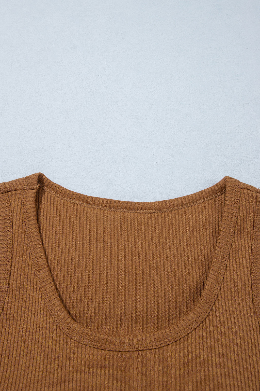 Beige Ribbed Knit Sweet Lace Hem Vest