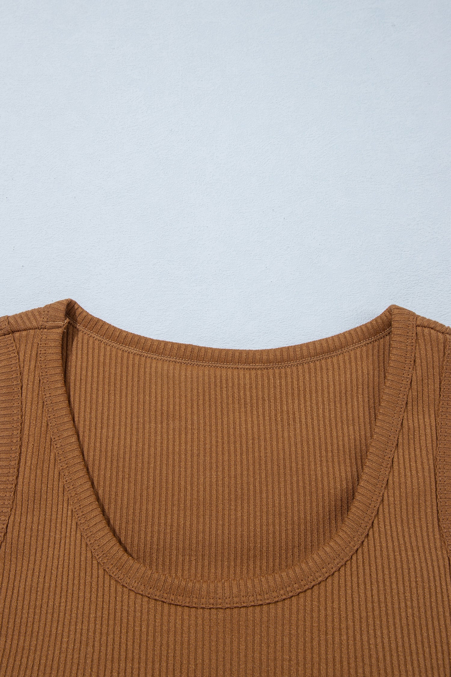 Beige Ribbed Knit Sweet Lace Hem Vest