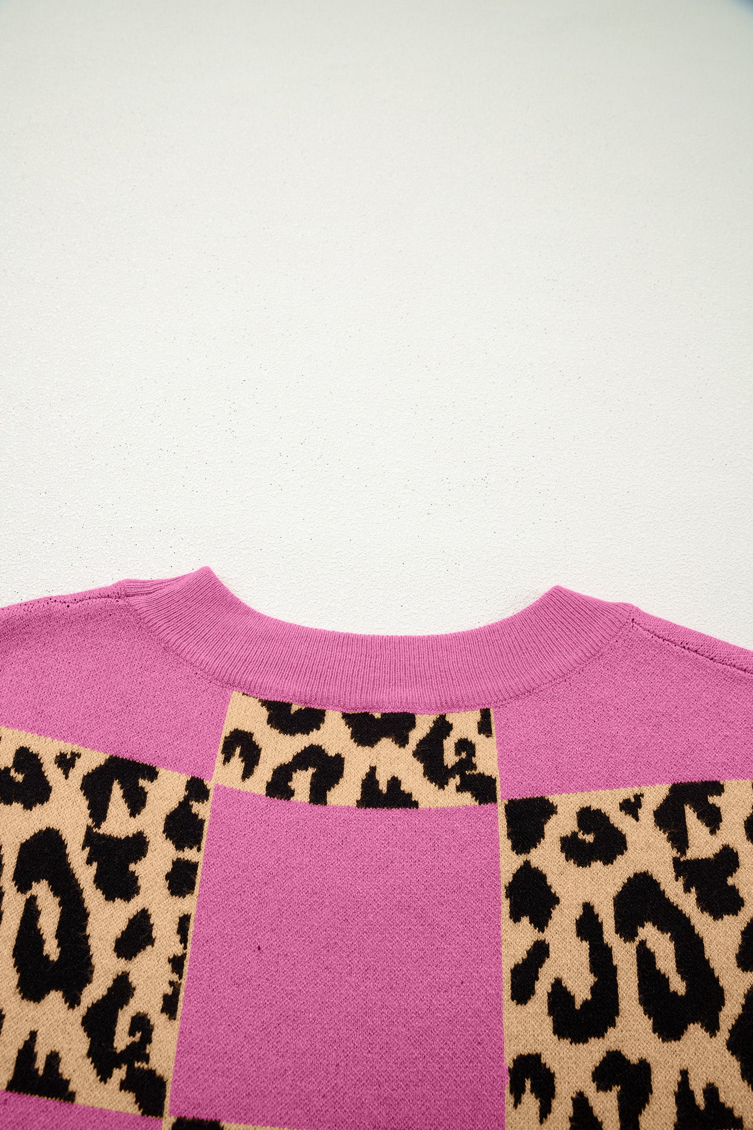 Glamourous Pink Leopard Short Sleeve Knit Sweater