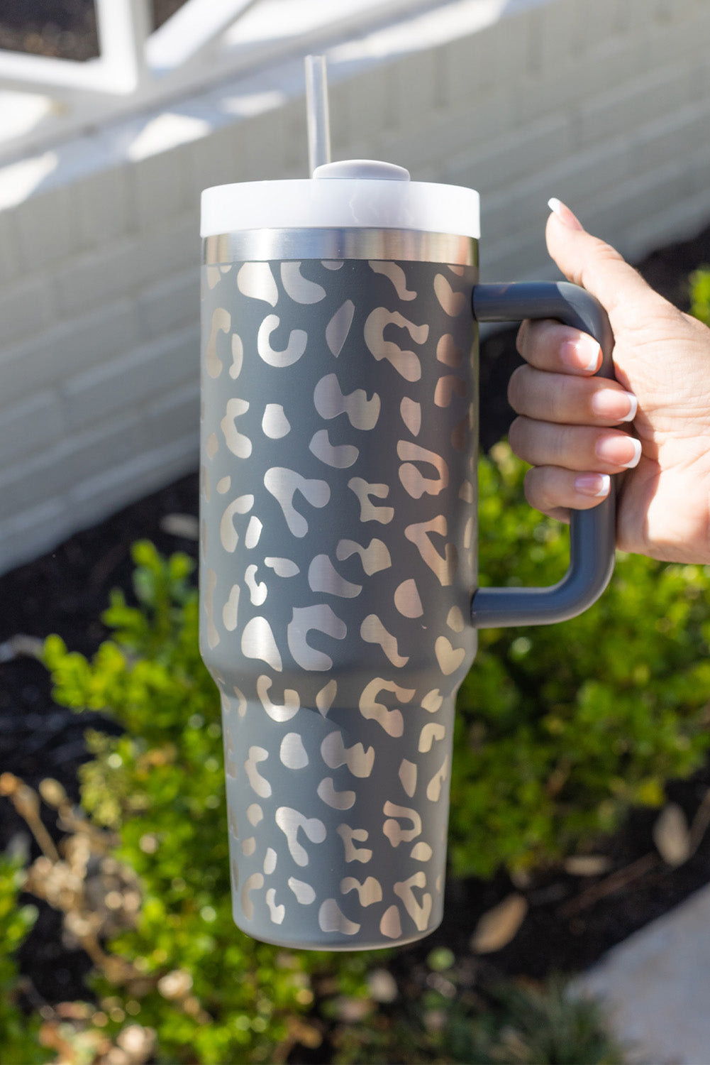 Gray Leopard Tumbler 40oz