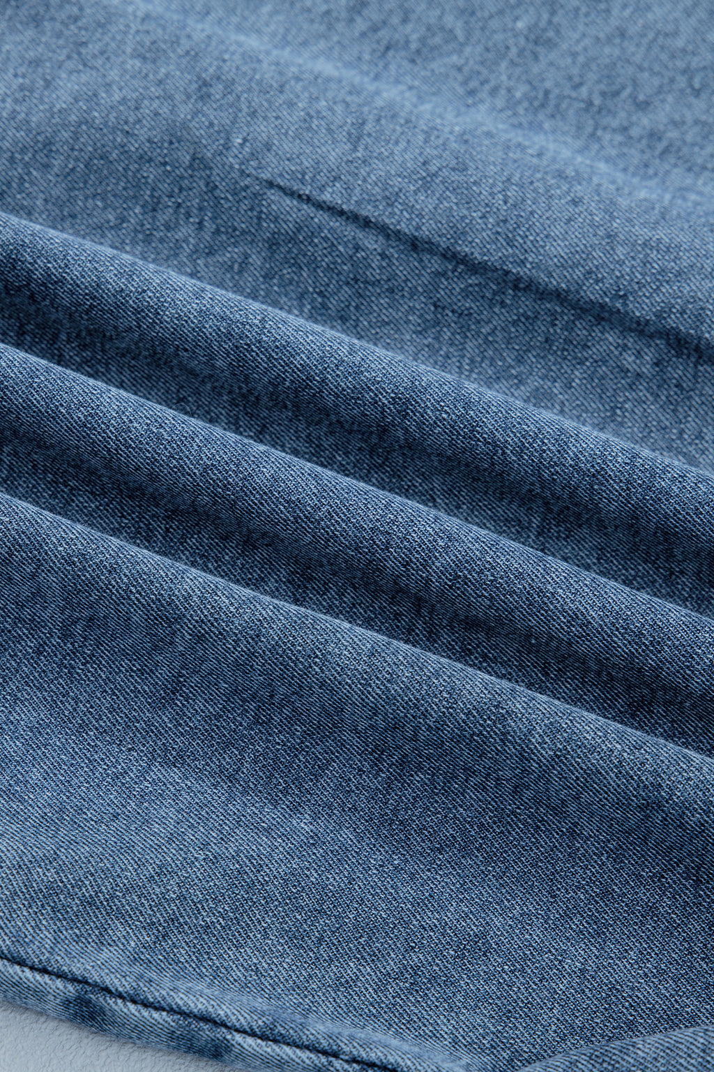 Frilled Short Sleeve Denim Shirt