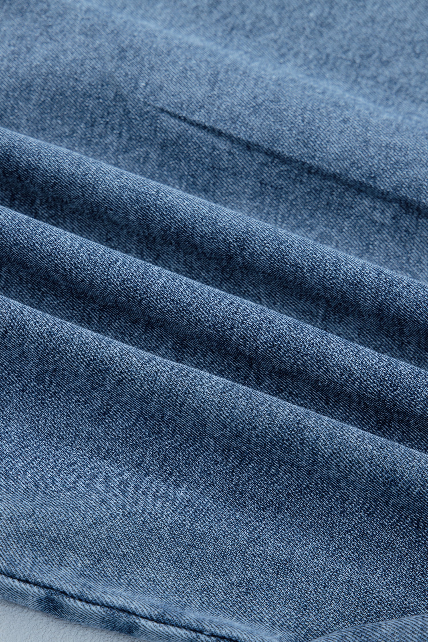 Frilled Short Sleeve Denim Shirt
