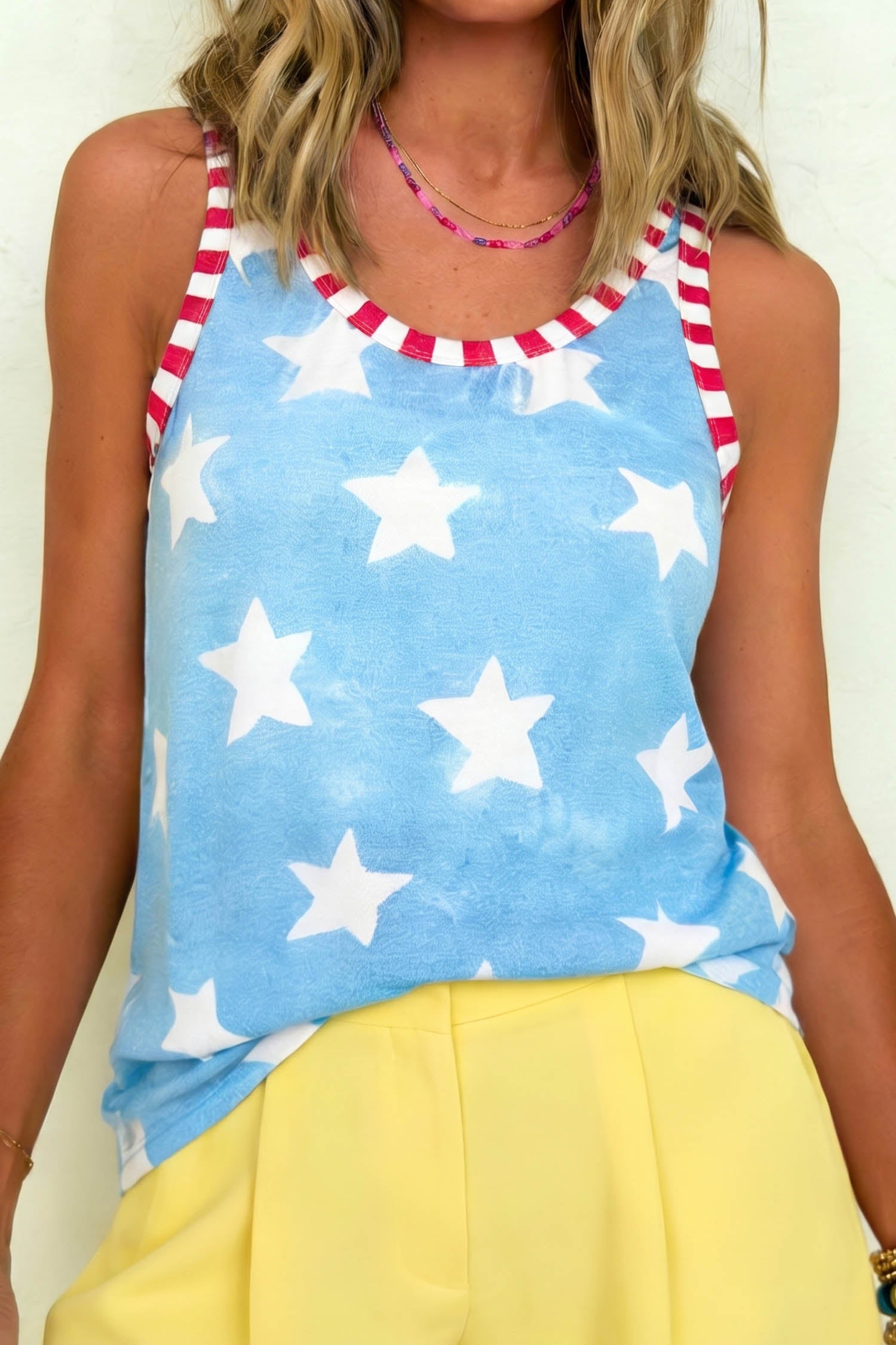 Sky Blue Tie Dye Star Tank Top