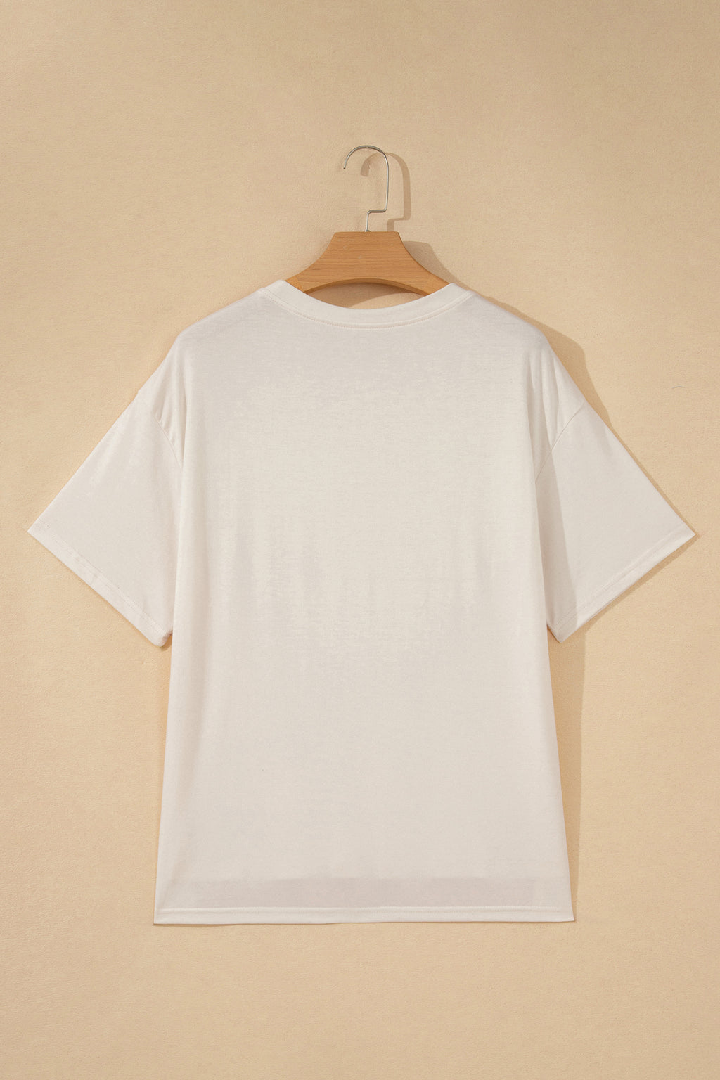 White Loose Knit Vintage Flag Bow Patched T Shirt
