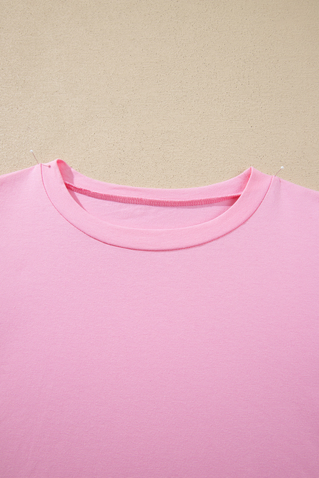Pink Long Sleeve Sequin Round Neck Pullover Top