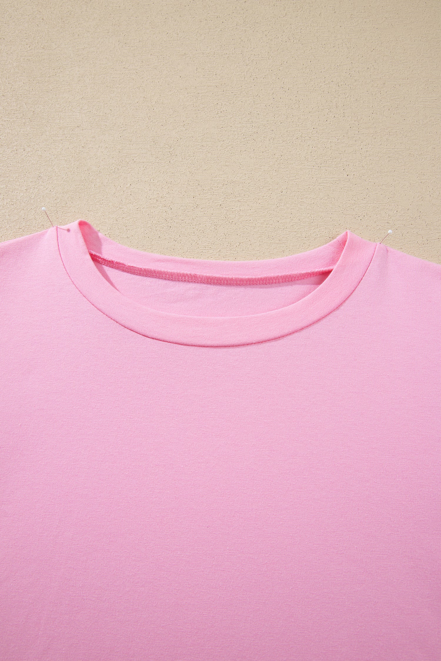 Pink Long Sleeve Sequin Round Neck Pullover Top
