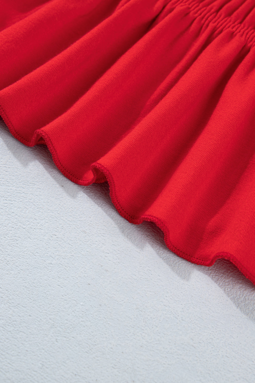 Fiery Red Shirred Slim Fit Ruffle Hem Tank Top