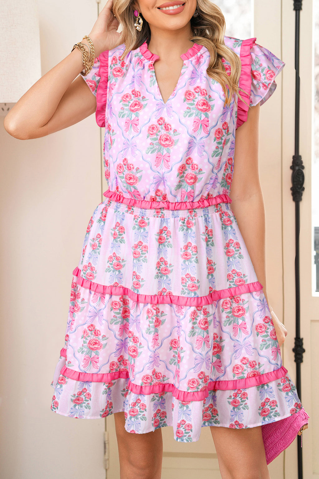 Violet Bloom Ruffle Dress