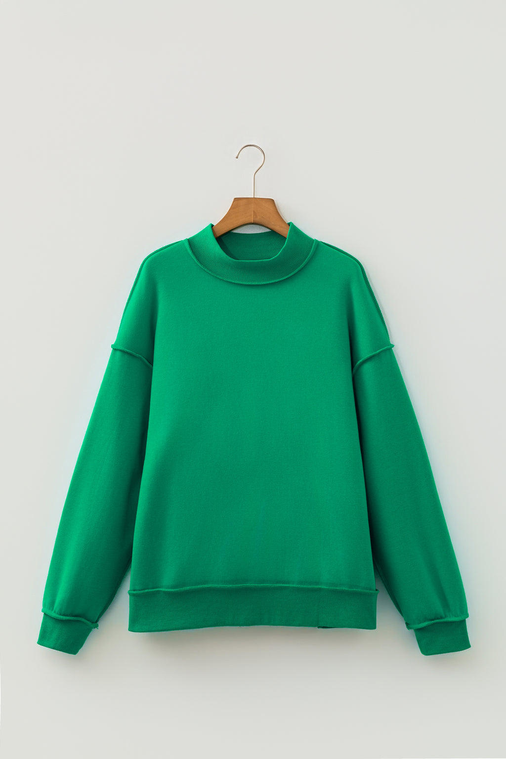 Red Dahlia Oversize Drop Shoulder Reversible Mock Neck Sweatshirt