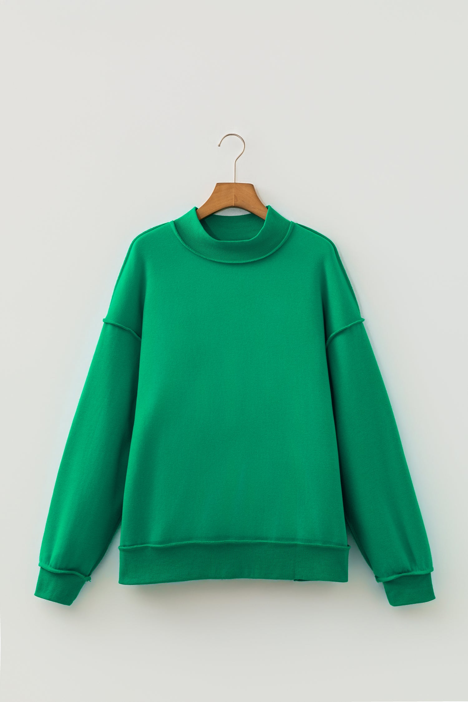 Red Dahlia Oversize Drop Shoulder Reversible Mock Neck Sweatshirt